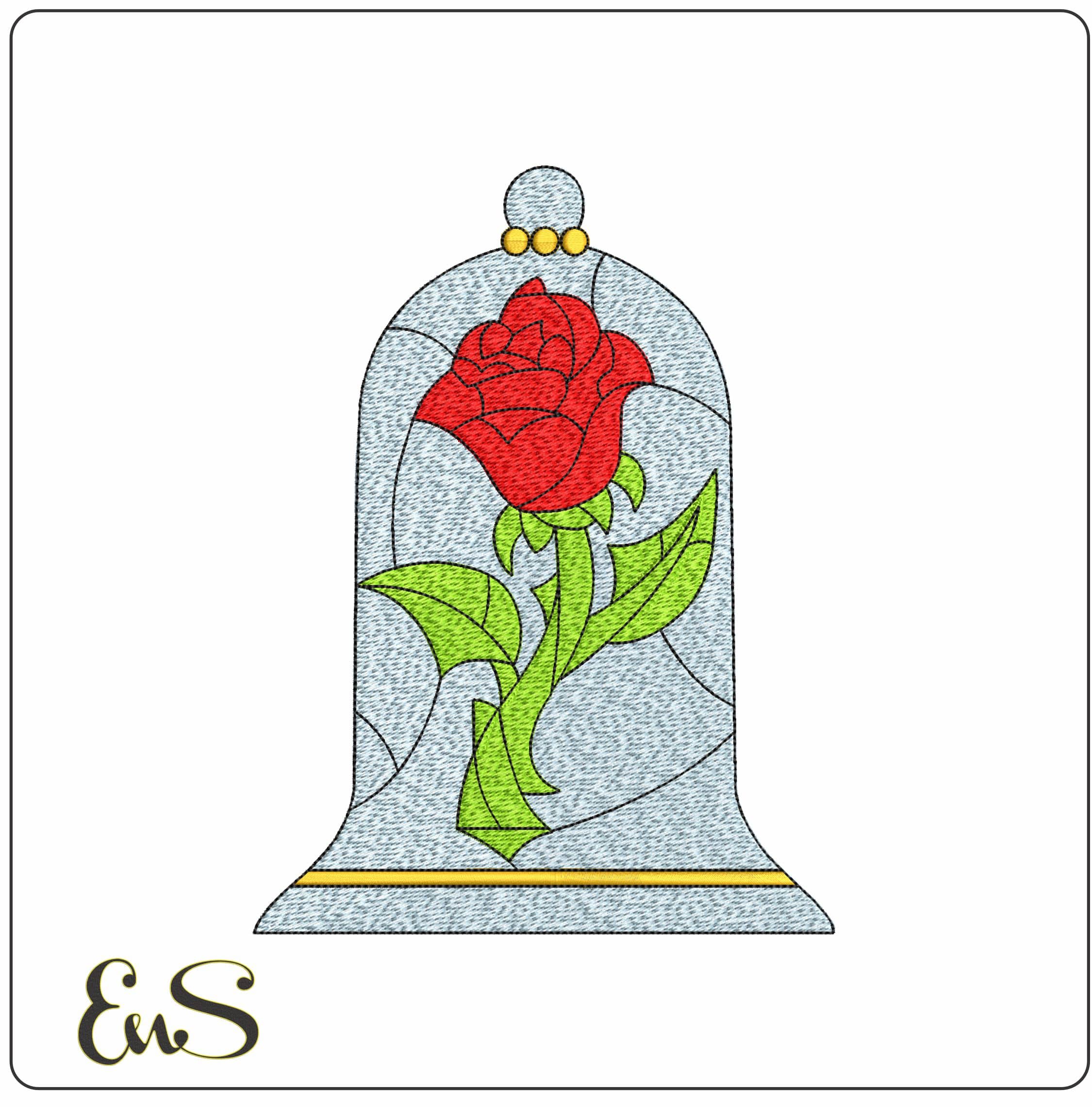 Beauty and Beast Flower Disney    - Elegant embroidery design file - instant download