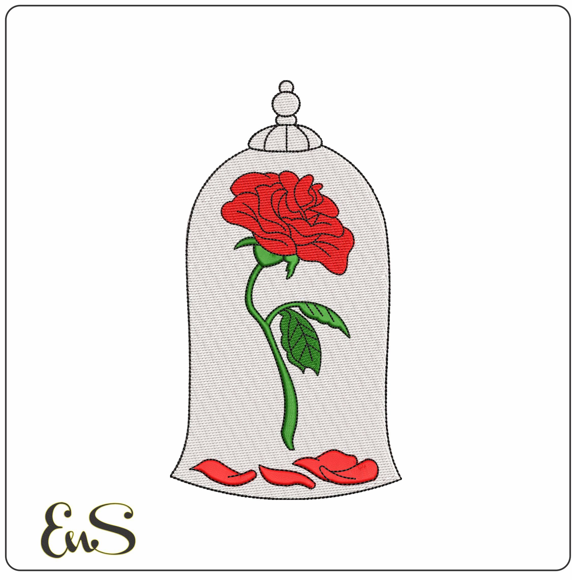 Beauty and Beast Flower Petal Fall Disney    - Elegant embroidery design file - instant download