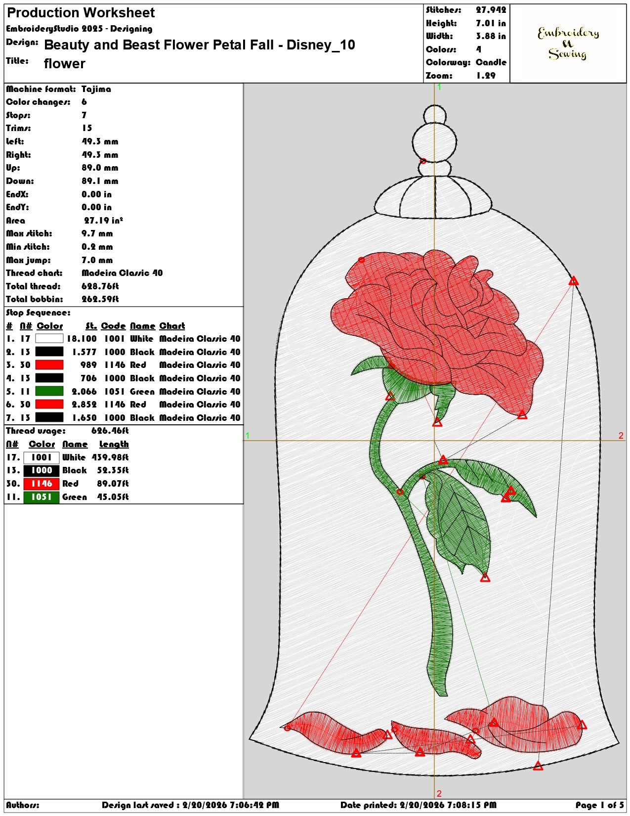 Beauty and Beast Flower Petal Fall Disney    - Elegant embroidery design file - instant download — view 3