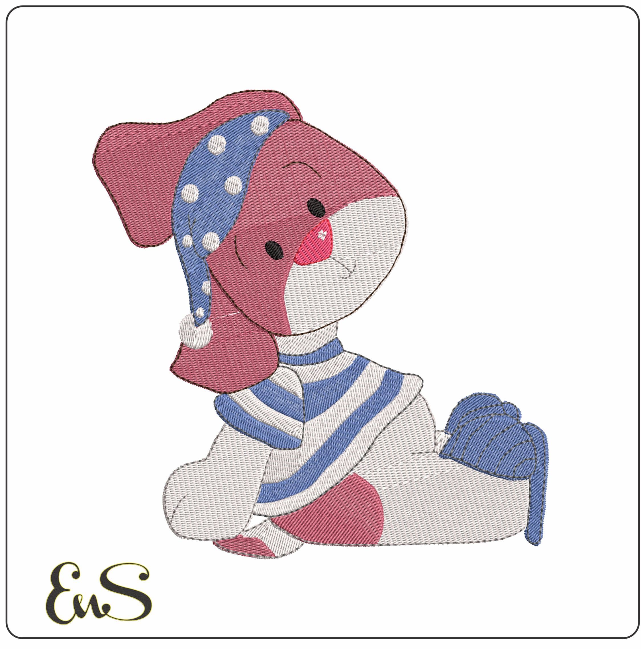 Bedtime Pup lay down    - Elegant embroidery design file - instant download