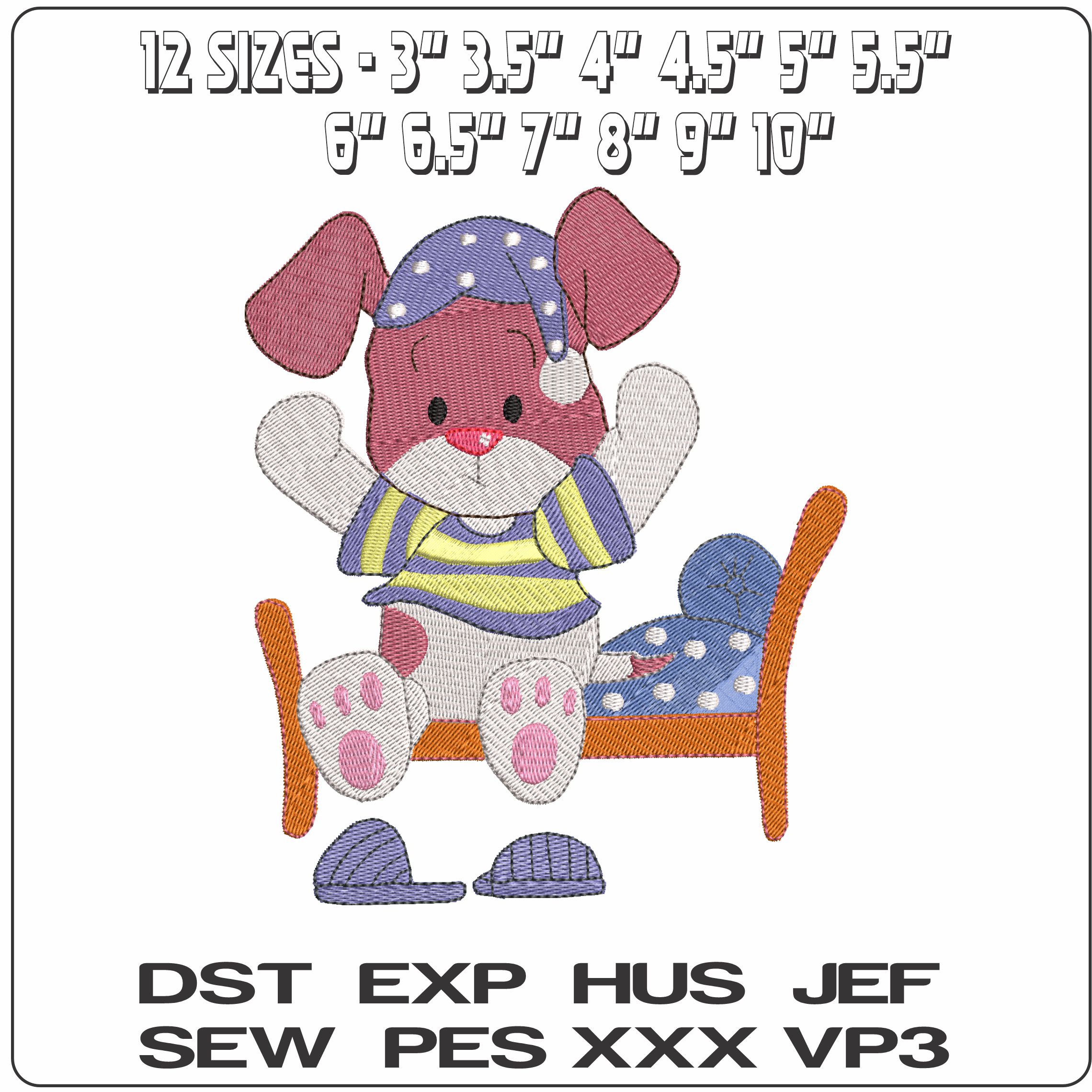 Bedtime Pup Wake up    - Elegant embroidery design file - instant download — view 2