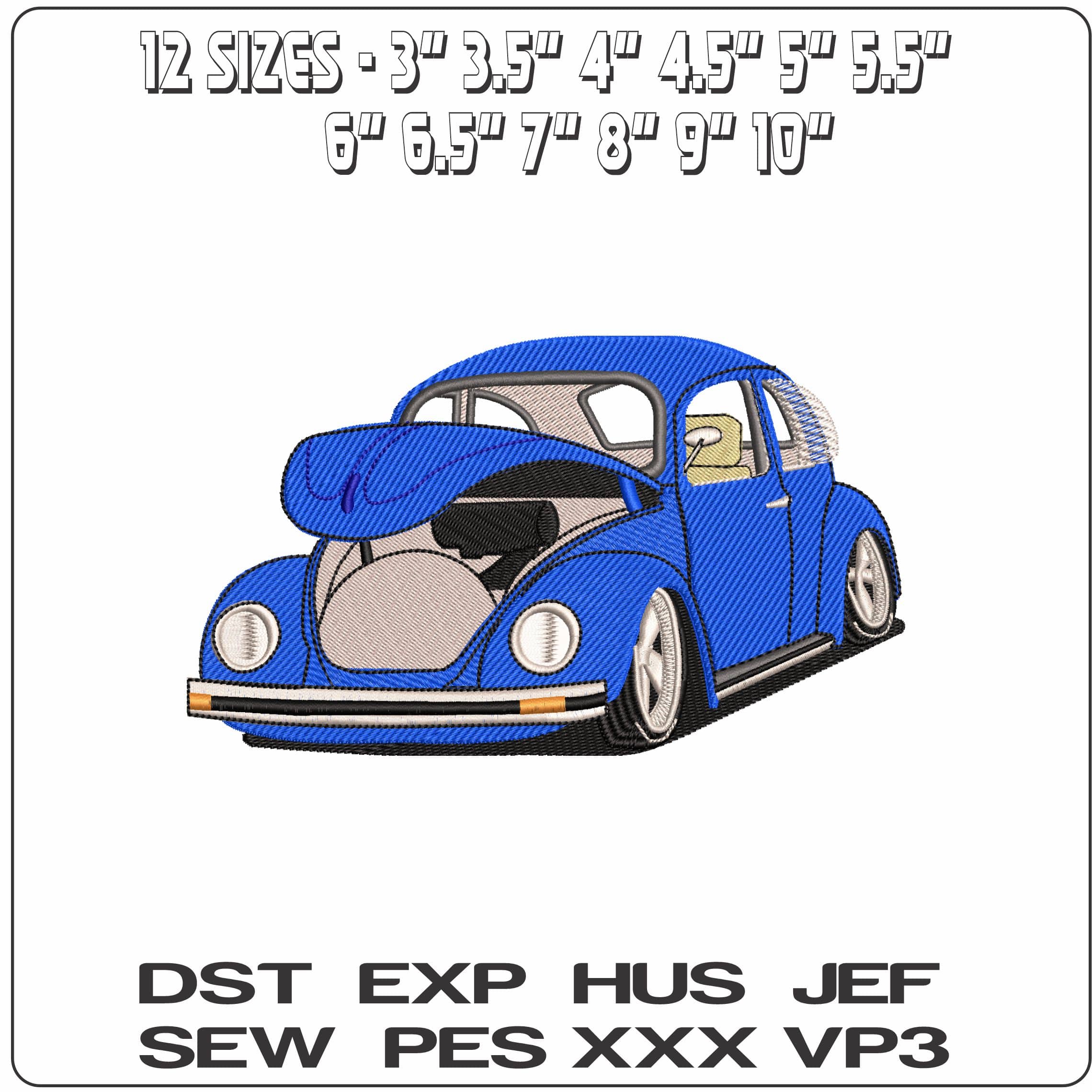 Beetle Car with Trunk Up    - Elegant embroidery design file - instant download — view 2