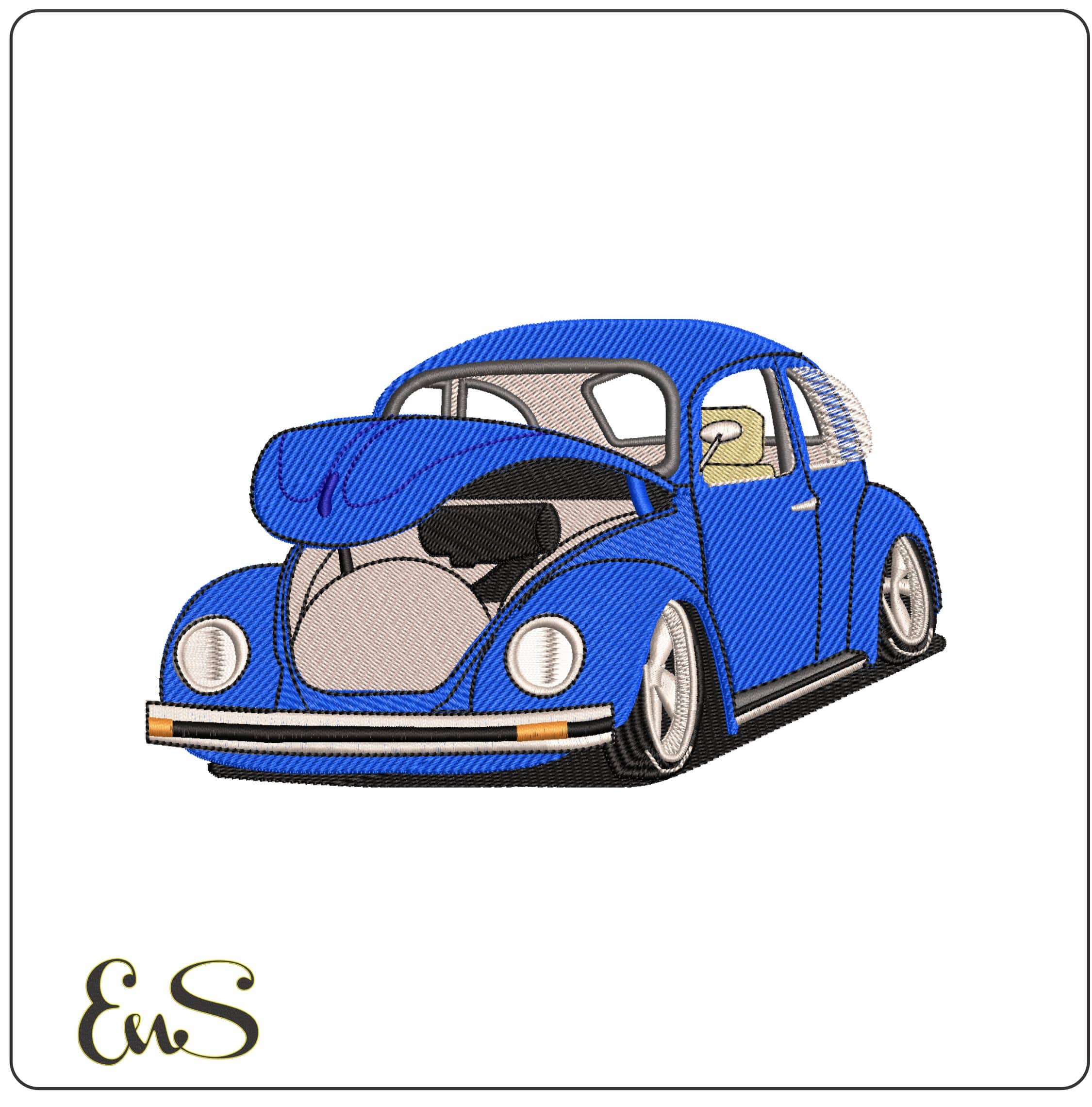 Beetle Car with Trunk Up    - Elegant embroidery design file - instant download