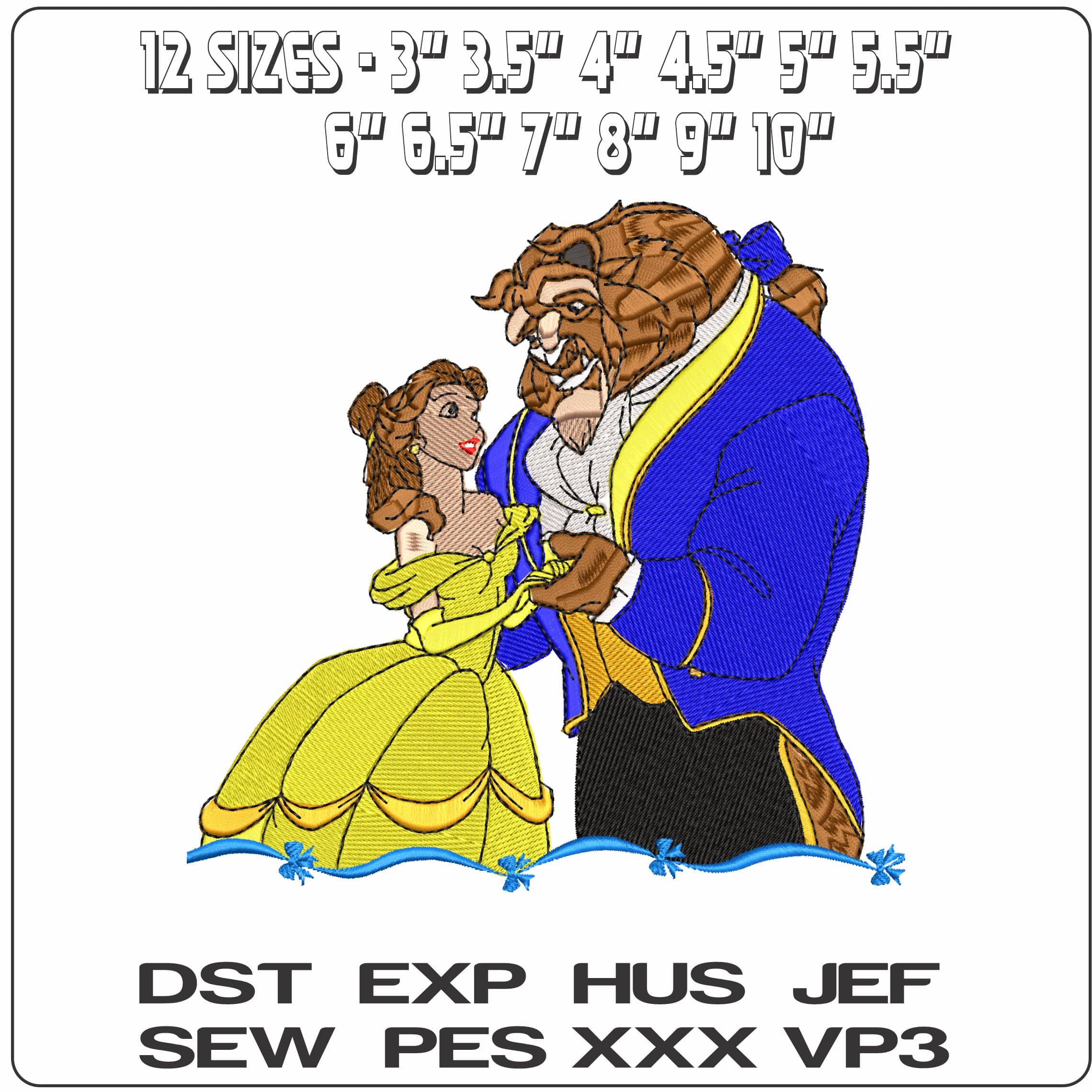 Belle and the Beast Beauty and the Beast Disney    - Elegant embroidery design file - instant download — view 2