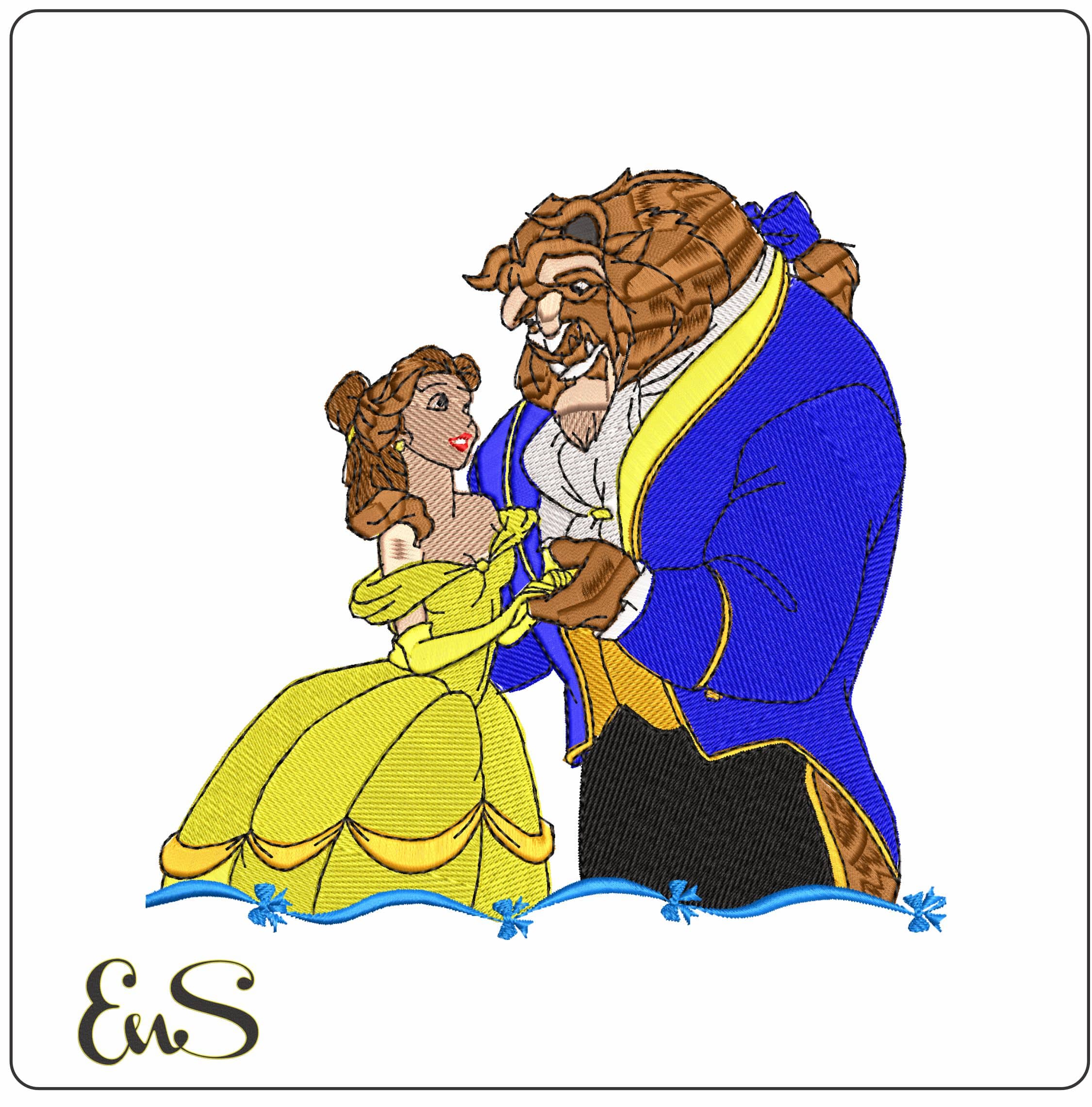 Belle and the Beast Beauty and the Beast Disney    - Elegant embroidery design file - instant download