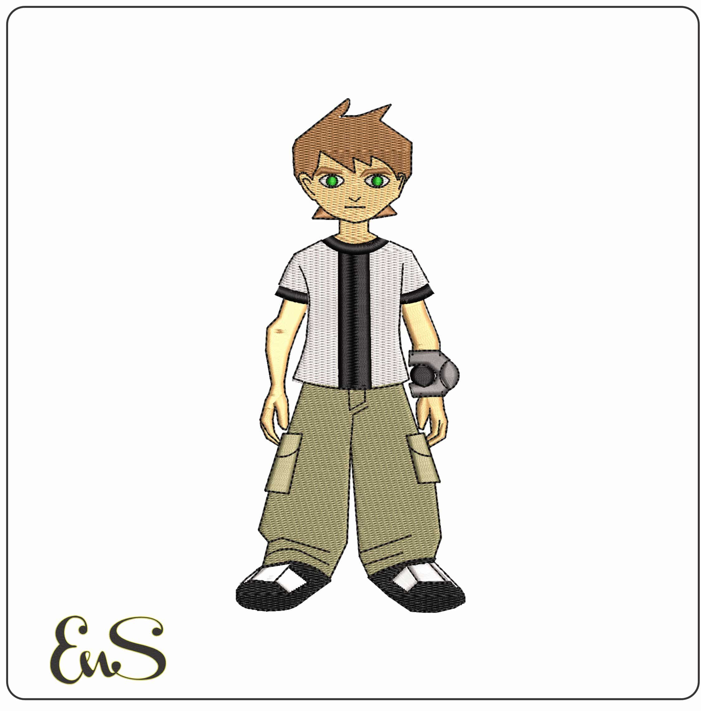 Ben Tennyson Ben 10 Cartoon    - Elegant embroidery design file - instant download