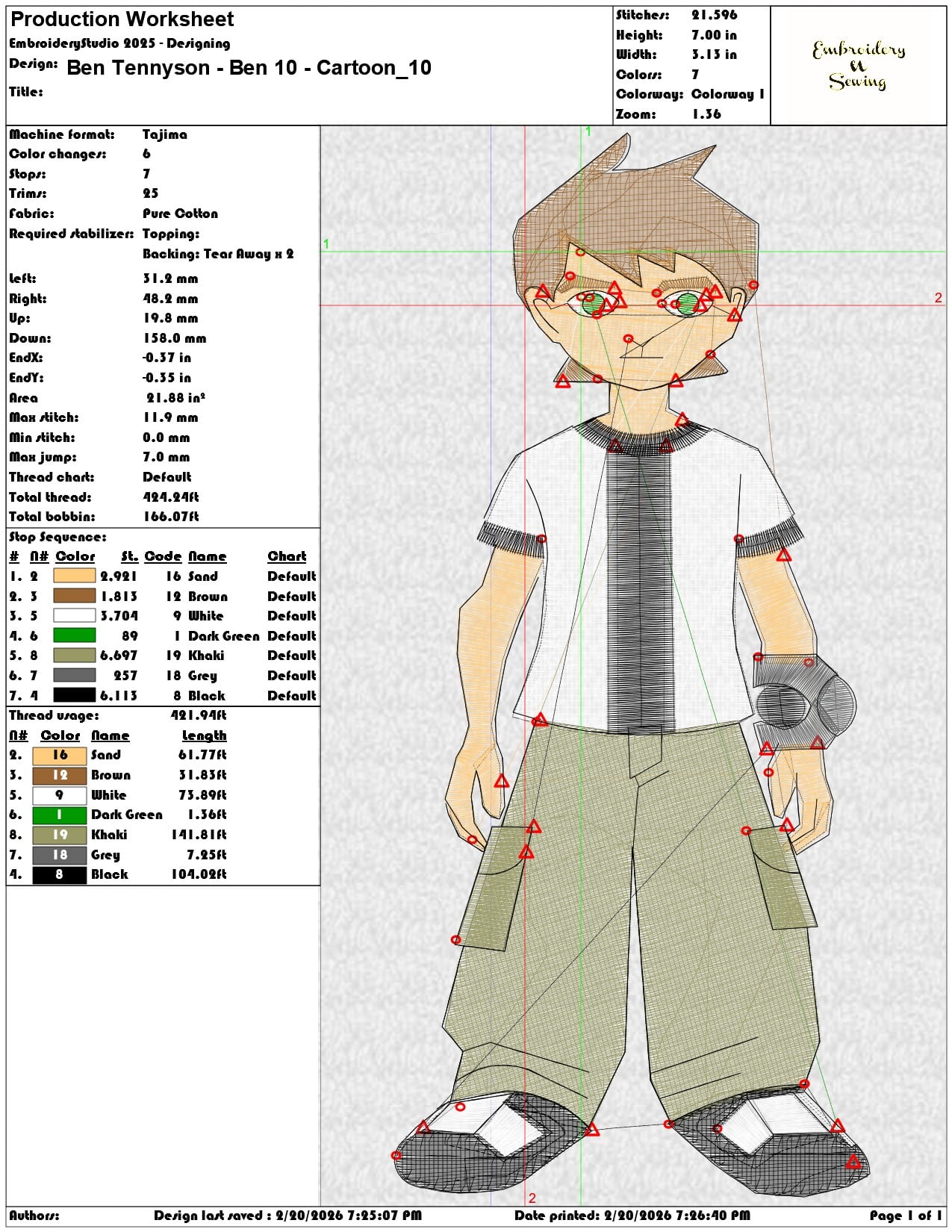 Ben Tennyson Ben 10 Cartoon    - Elegant embroidery design file - instant download — view 3