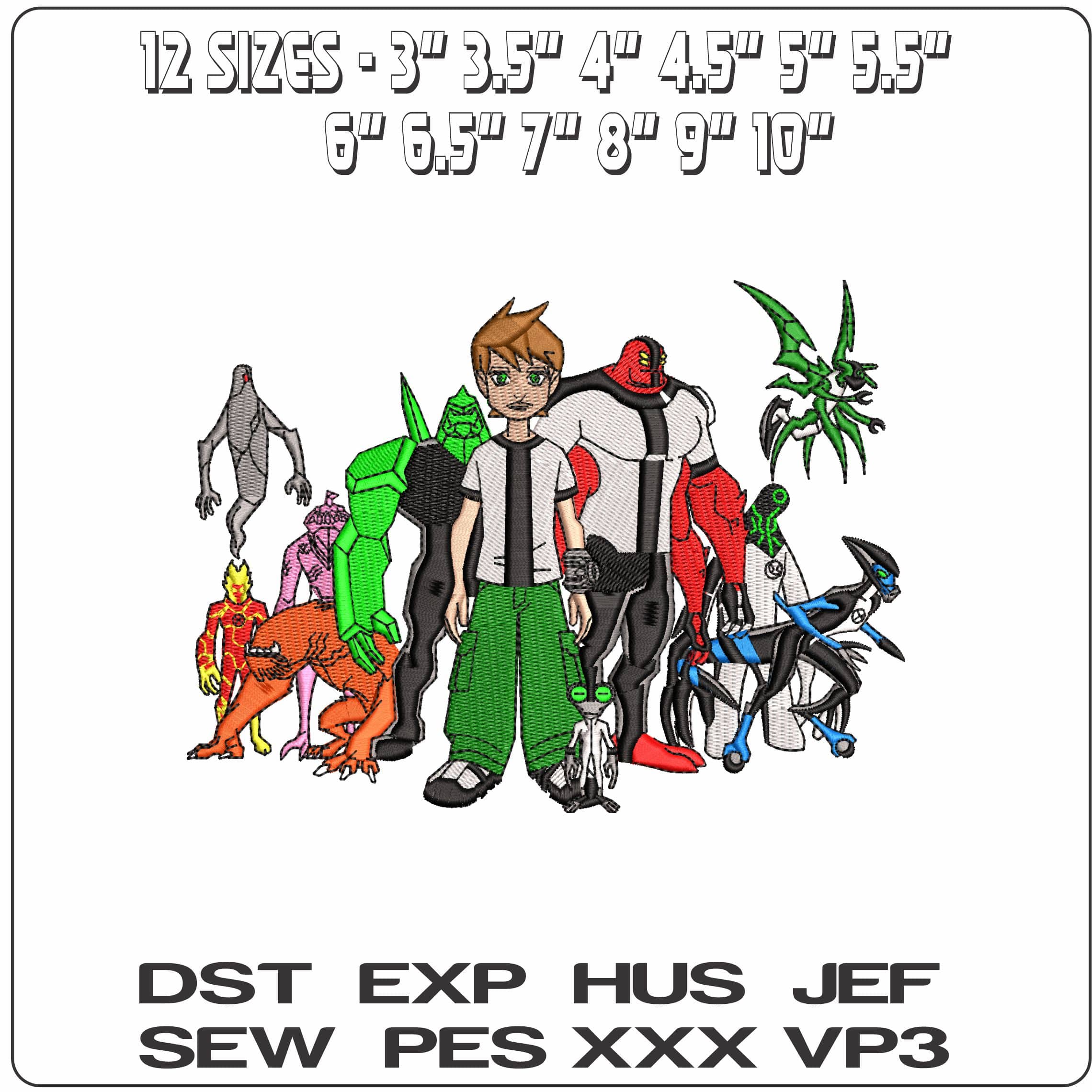 Ben Tennyson and Friends Ben 10 Cartoon    - Elegant embroidery design file - instant download — view 2