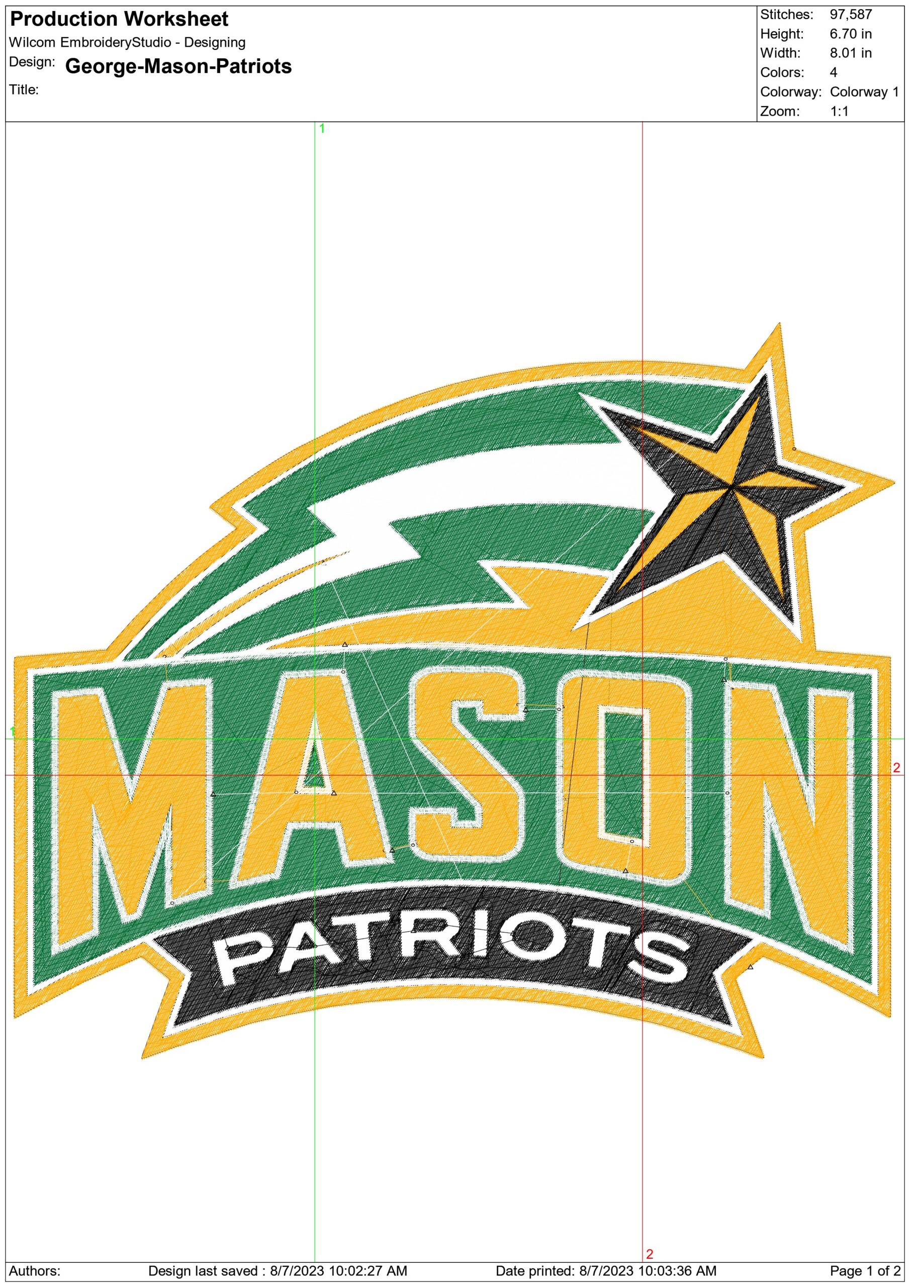 George Mason Patriots embroidery design - George Mason University Logo embroidery machine pattern embroidery file - instant download) — view 2