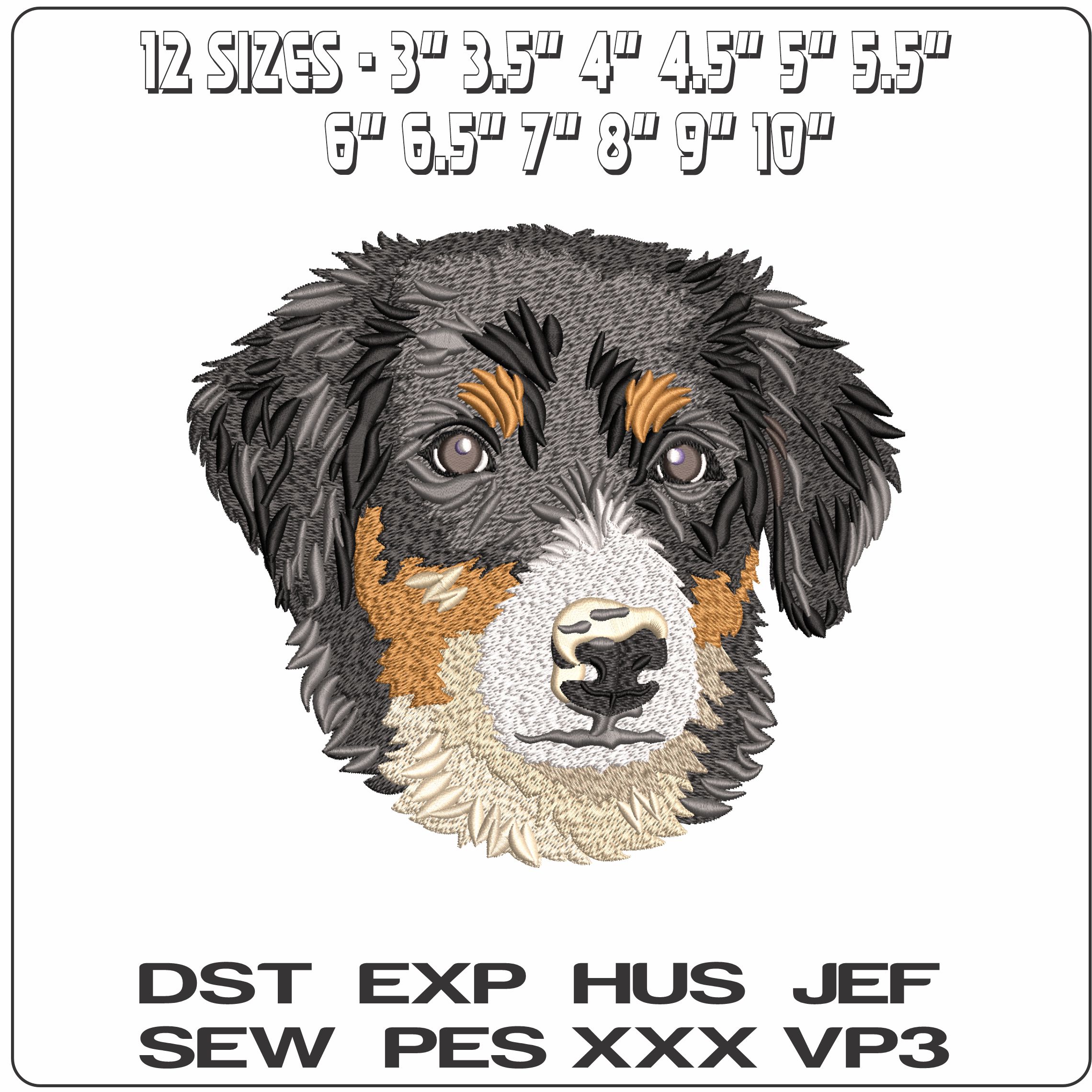Bernese Puppy Face    - Elegant embroidery design file - instant download — view 2