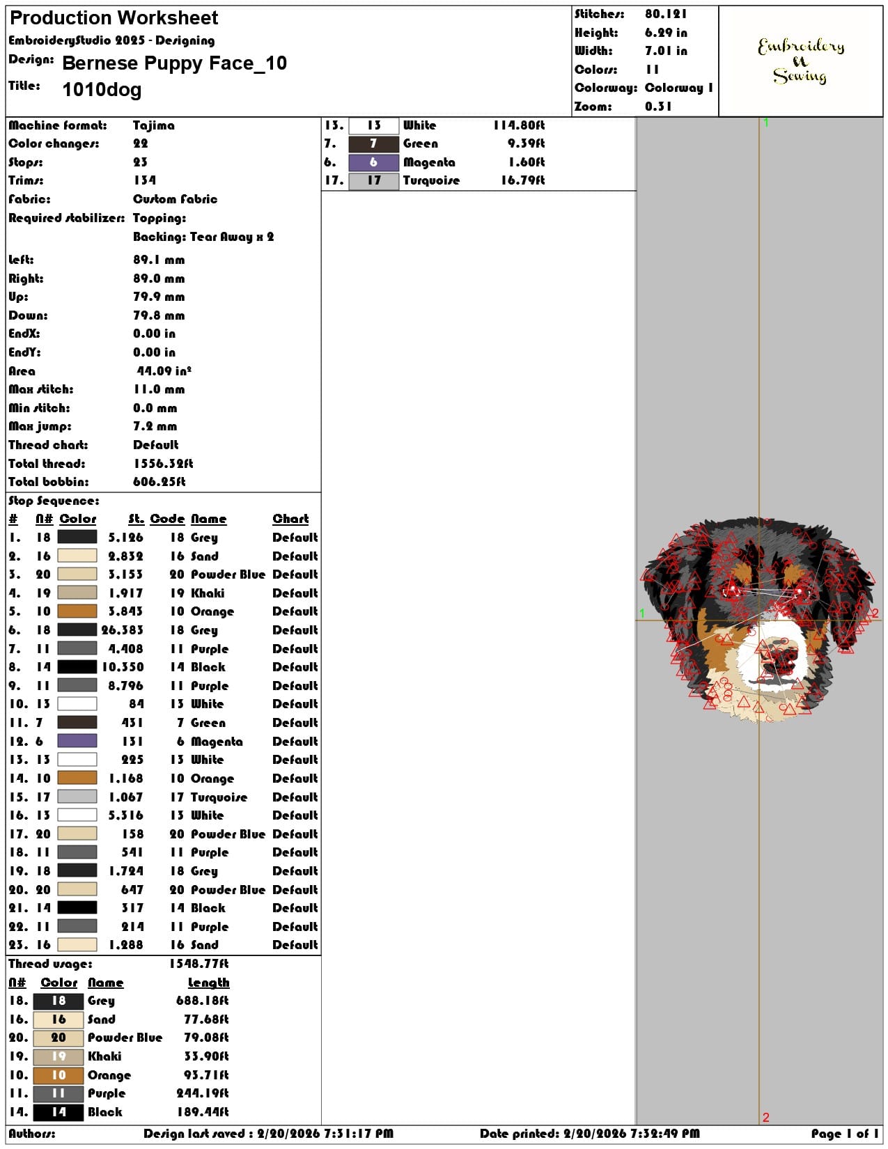 Bernese Puppy Face    - Elegant embroidery design file - instant download — view 3