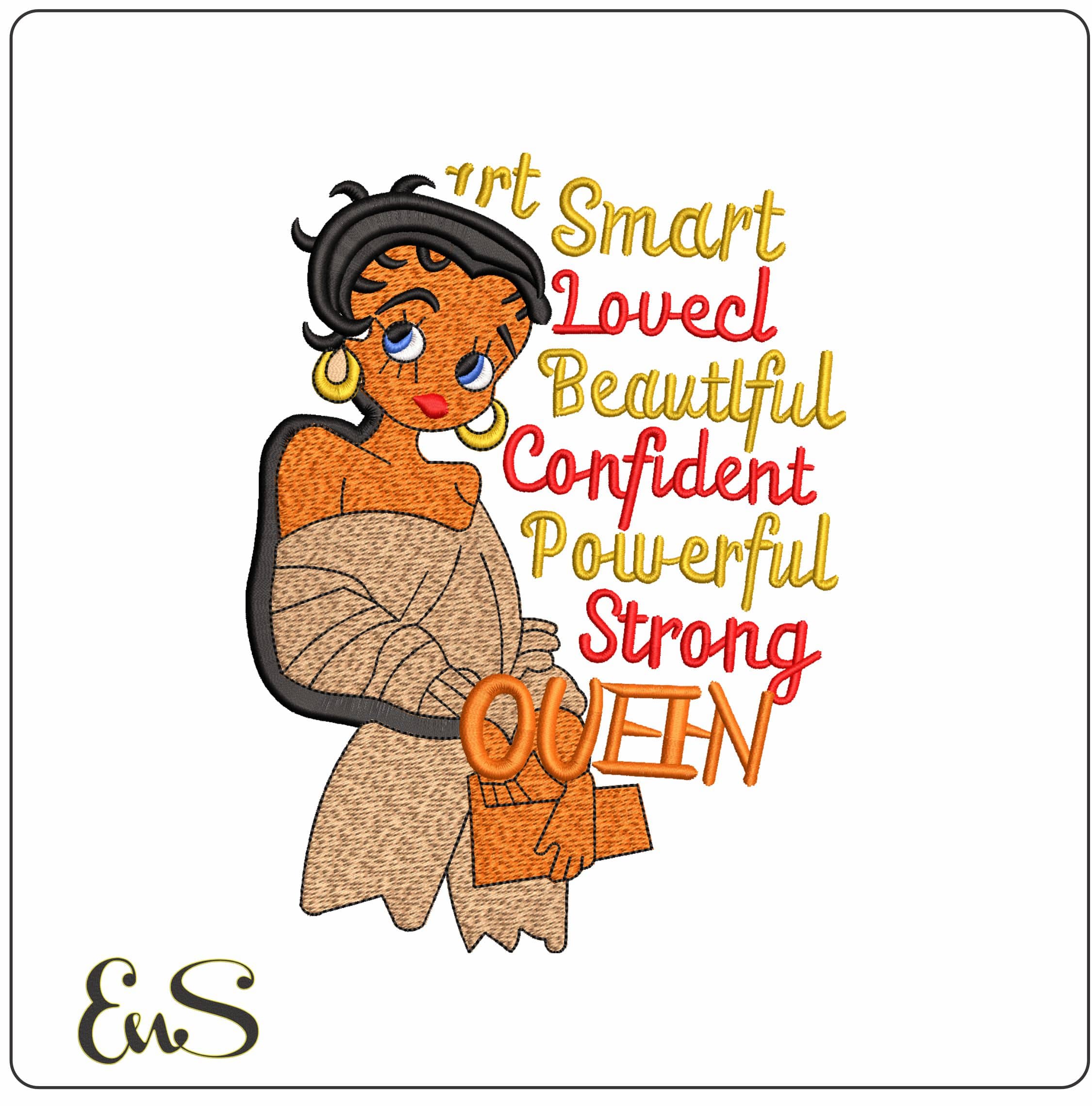 Betty Boo Smart no outline   - Elegant embroidery design file - instant download
