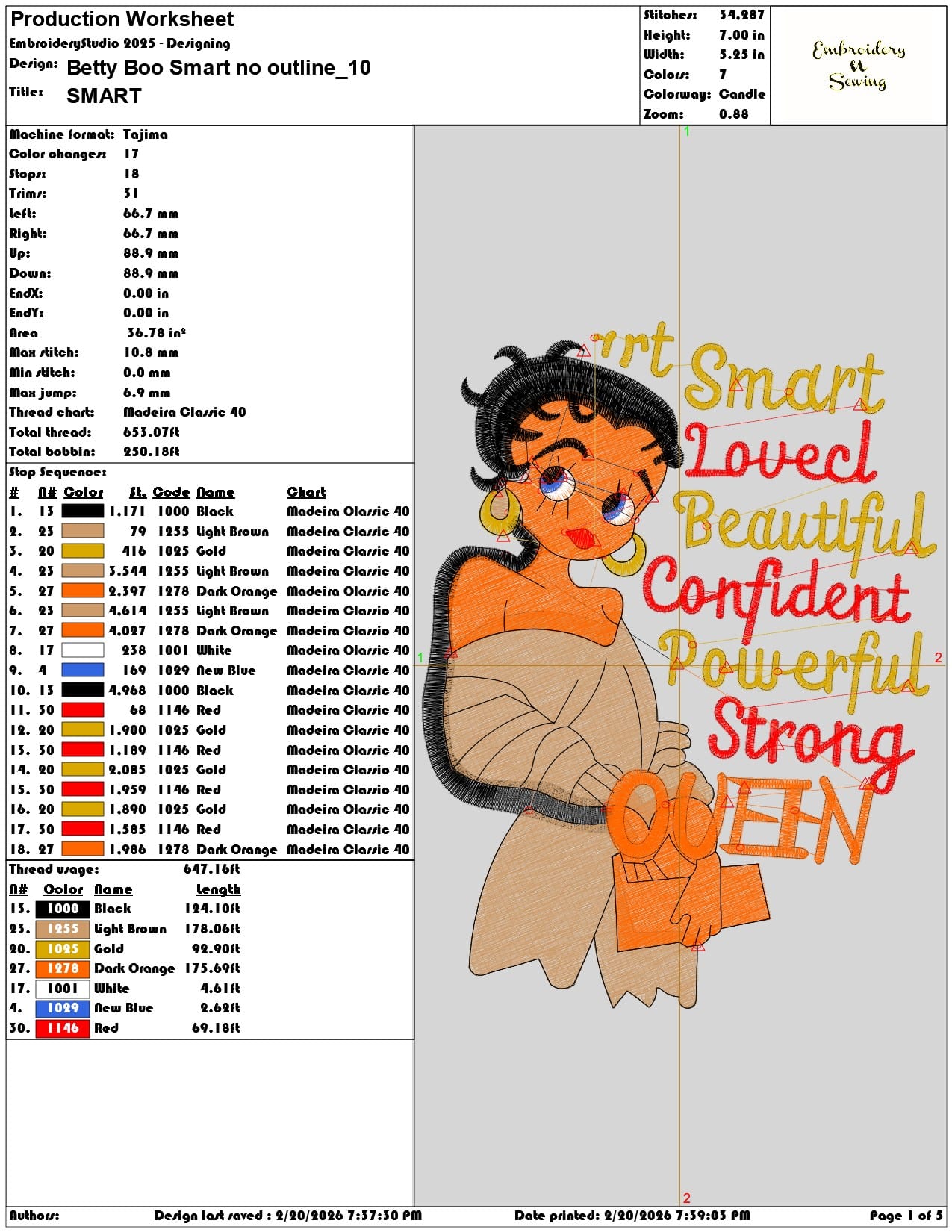 Betty Boo Smart no outline   - Elegant embroidery design file - instant download — view 3