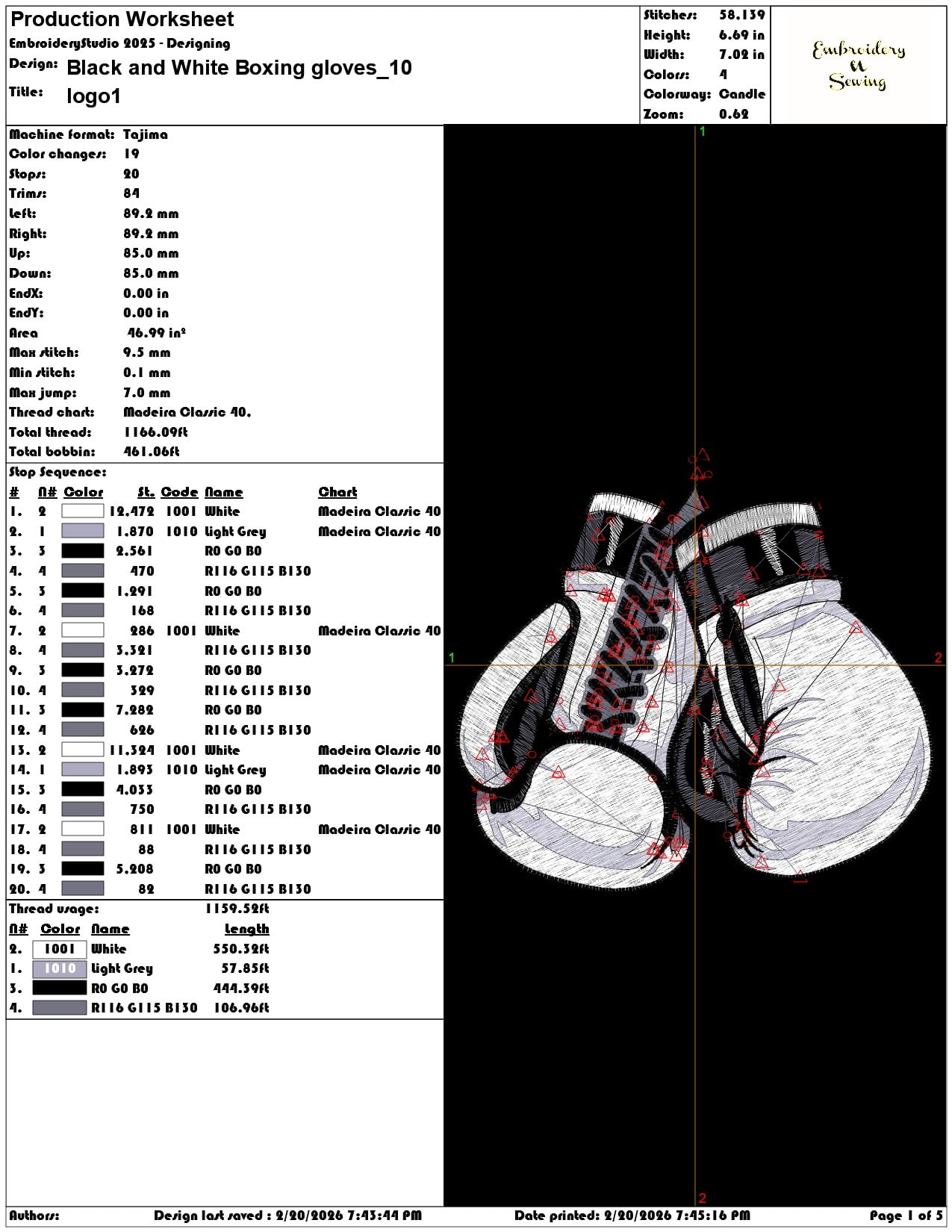 Black and White Boxing gloves   - Elegant embroidery design file - instant download — view 3