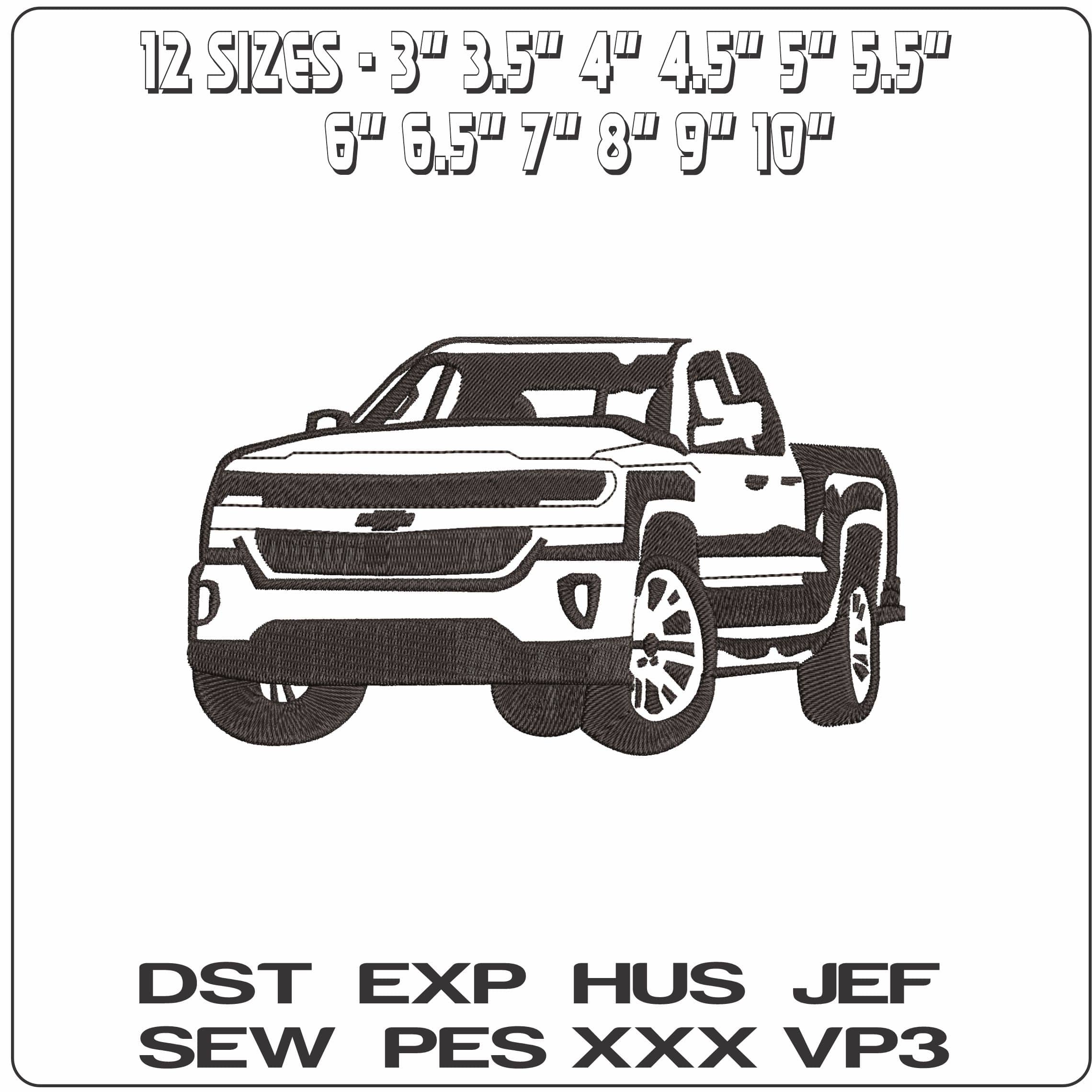 Black Chevolet Truck Outline   - Elegant embroidery design file - instant download — view 2