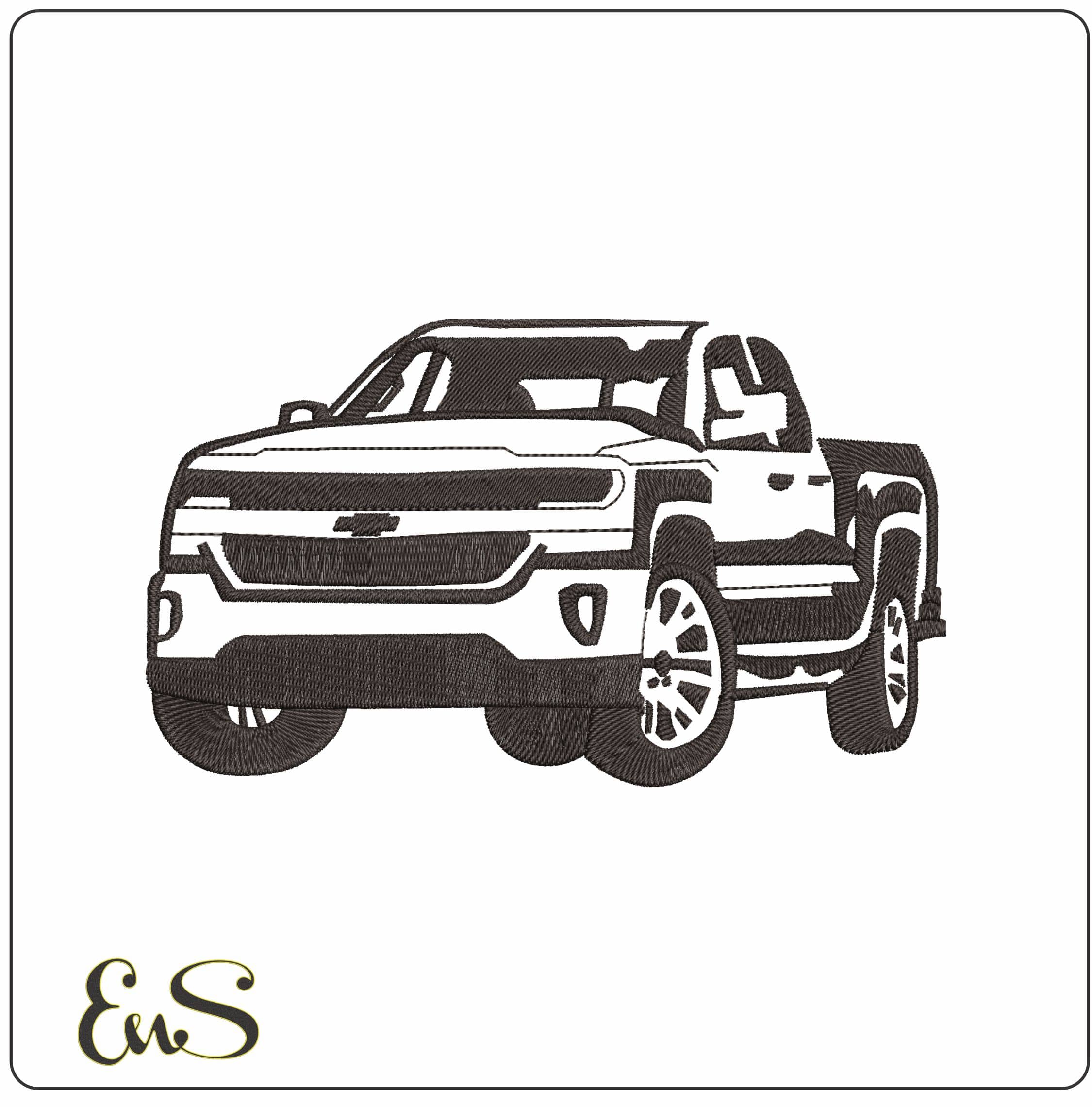Black Chevolet Truck Outline   - Elegant embroidery design file - instant download