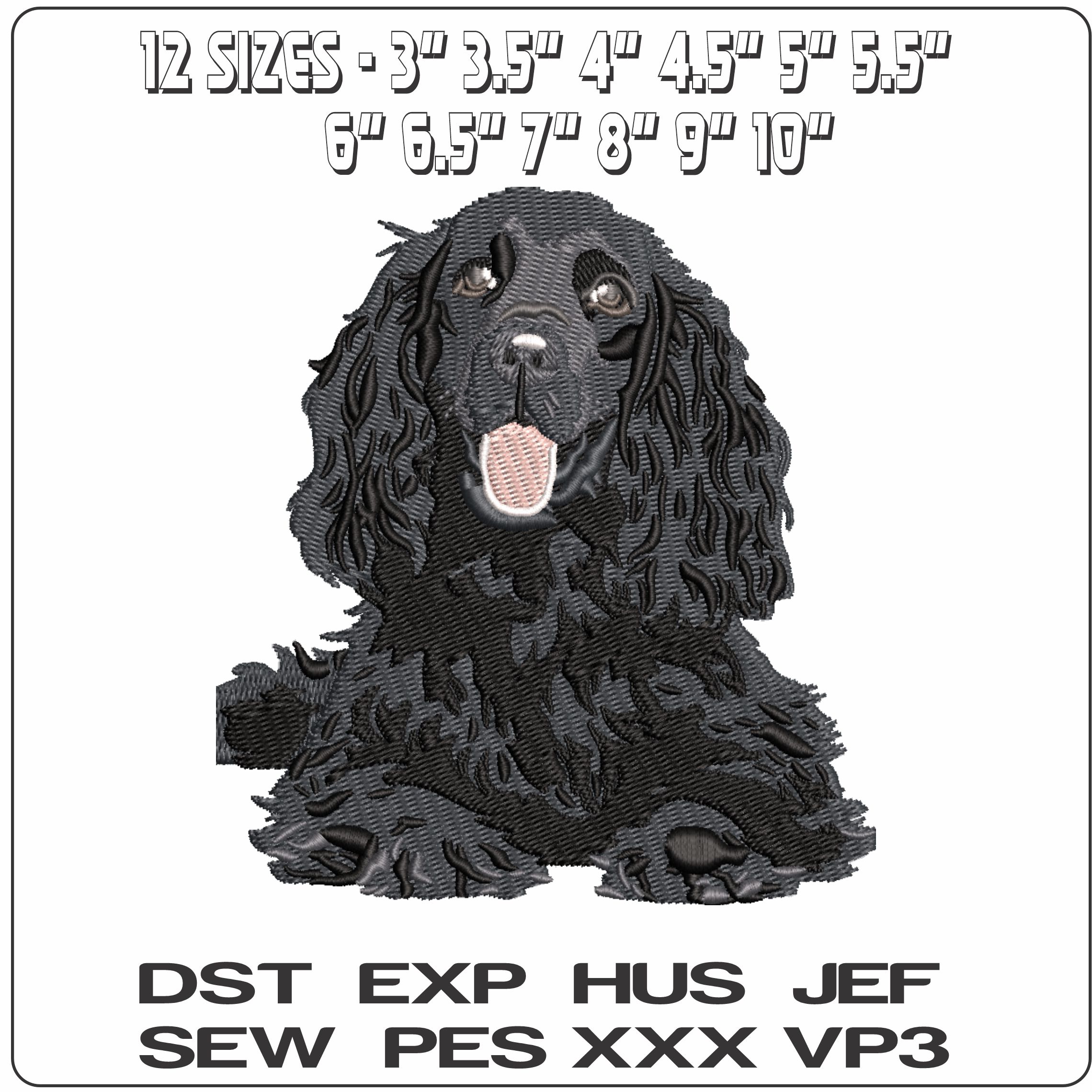 Black Cocker Spaniel   - Elegant embroidery design file - instant download — view 2