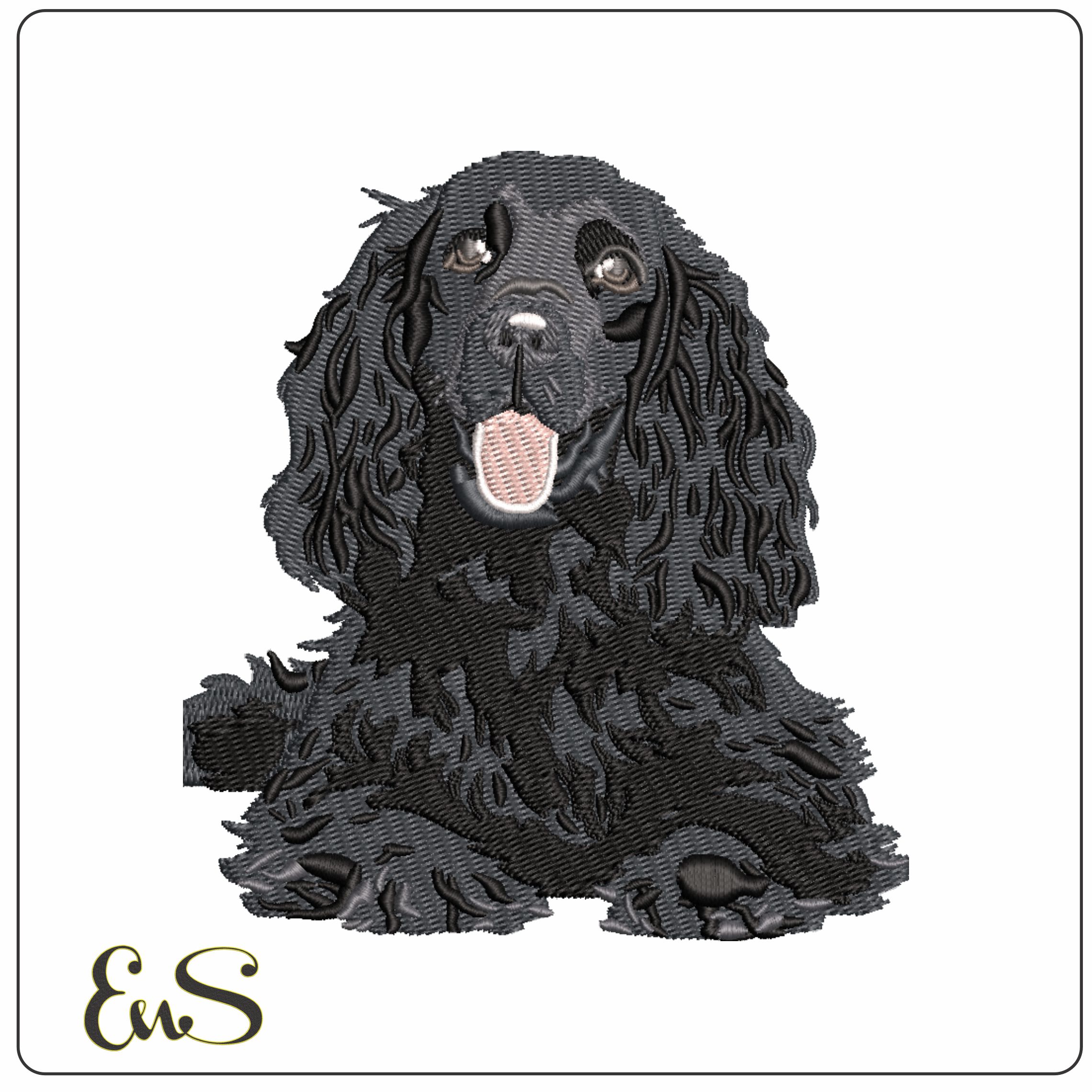 Black Cocker Spaniel   - Elegant embroidery design file - instant download