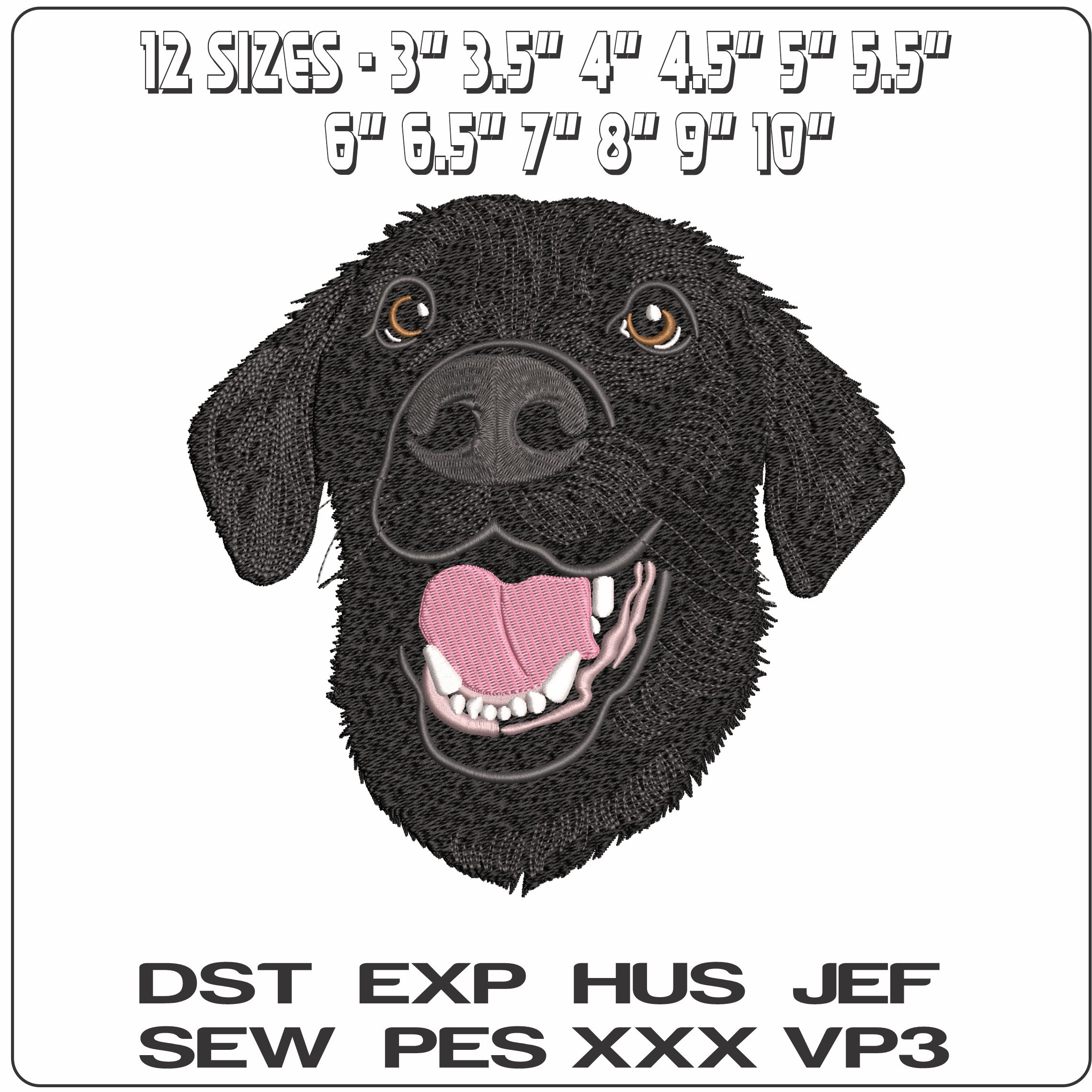 Black Labrador Retreiver Face   - Elegant embroidery design file - instant download — view 2
