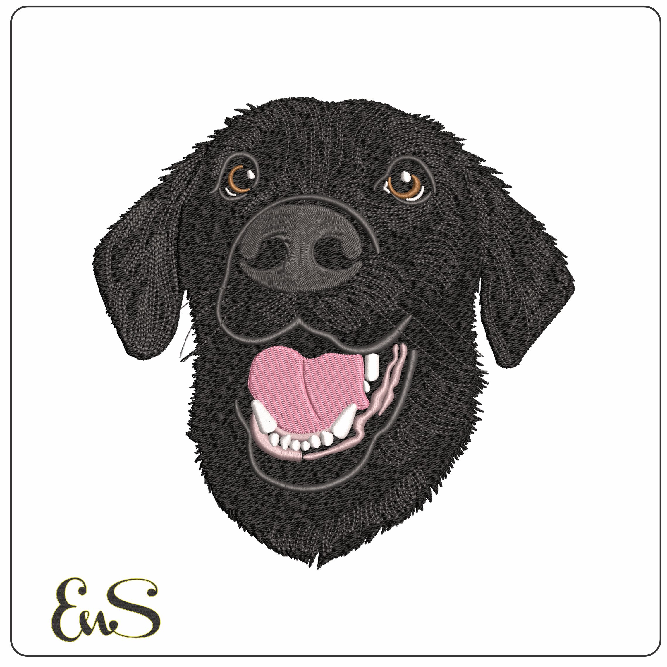 Black Labrador Retreiver Face   - Elegant embroidery design file - instant download