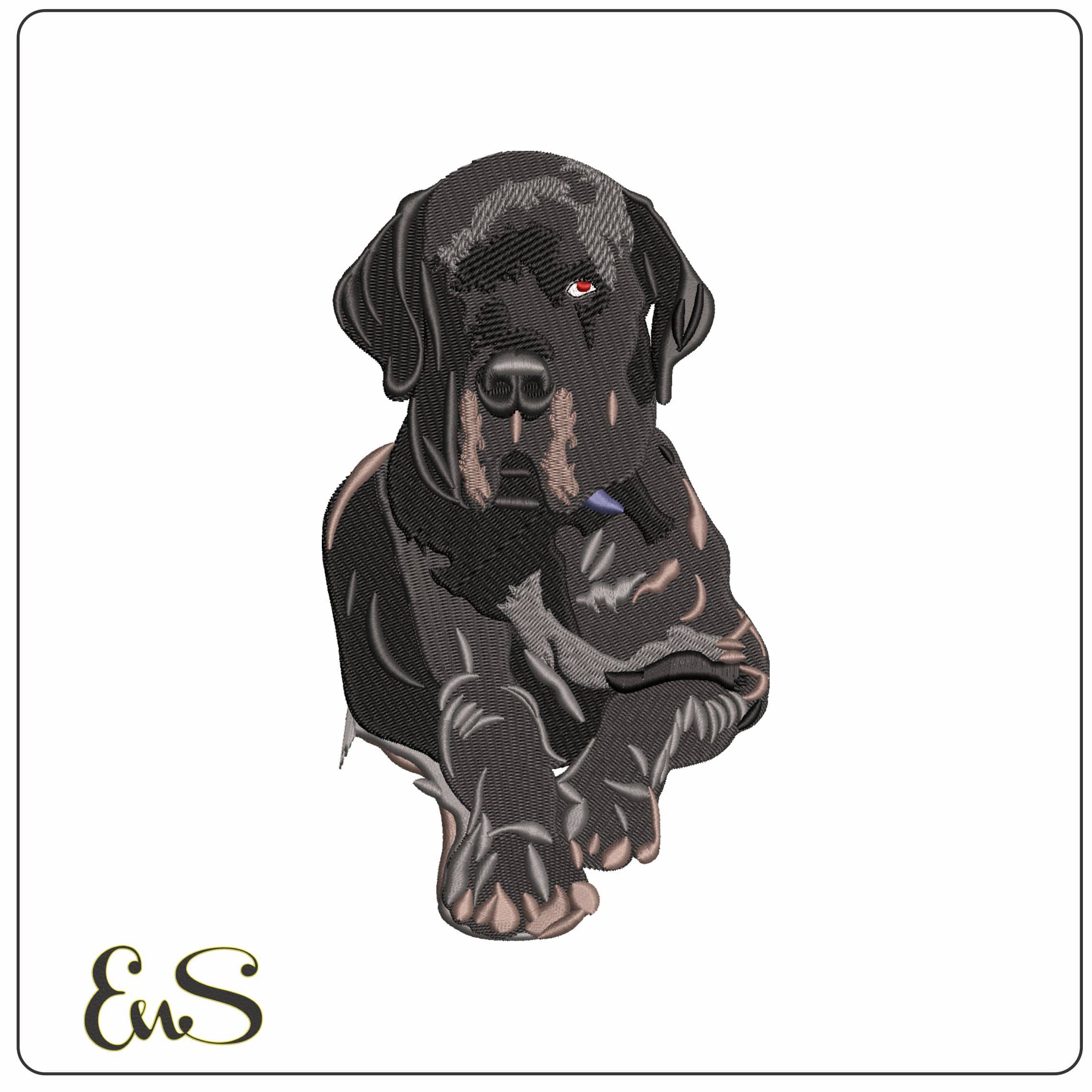 Black Labrador Retreiver Laying   - Elegant embroidery design file - instant download