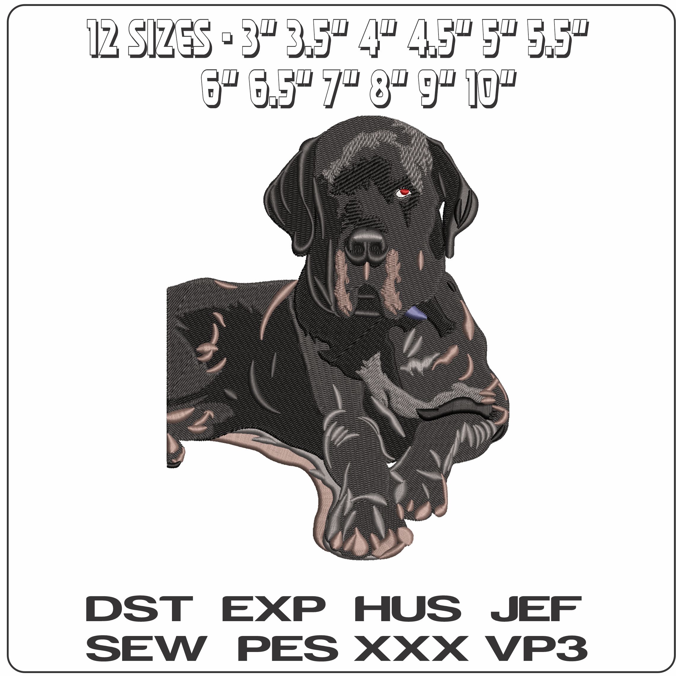 Black Labrador Retreiver Laying Down   - Elegant embroidery design file - instant download — view 2