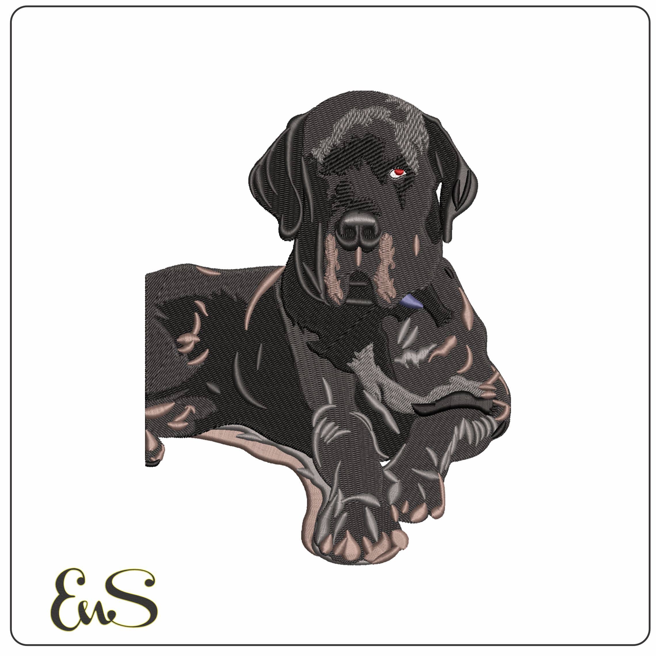 Black Labrador Retreiver Laying Down   - Elegant embroidery design file - instant download