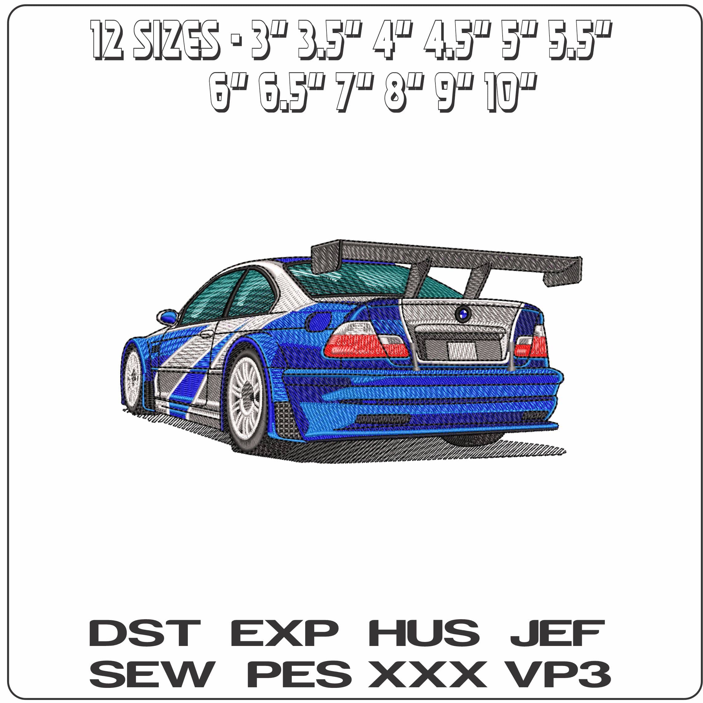 BMW M3 GTR rearside   - Elegant embroidery design file - instant download — view 2