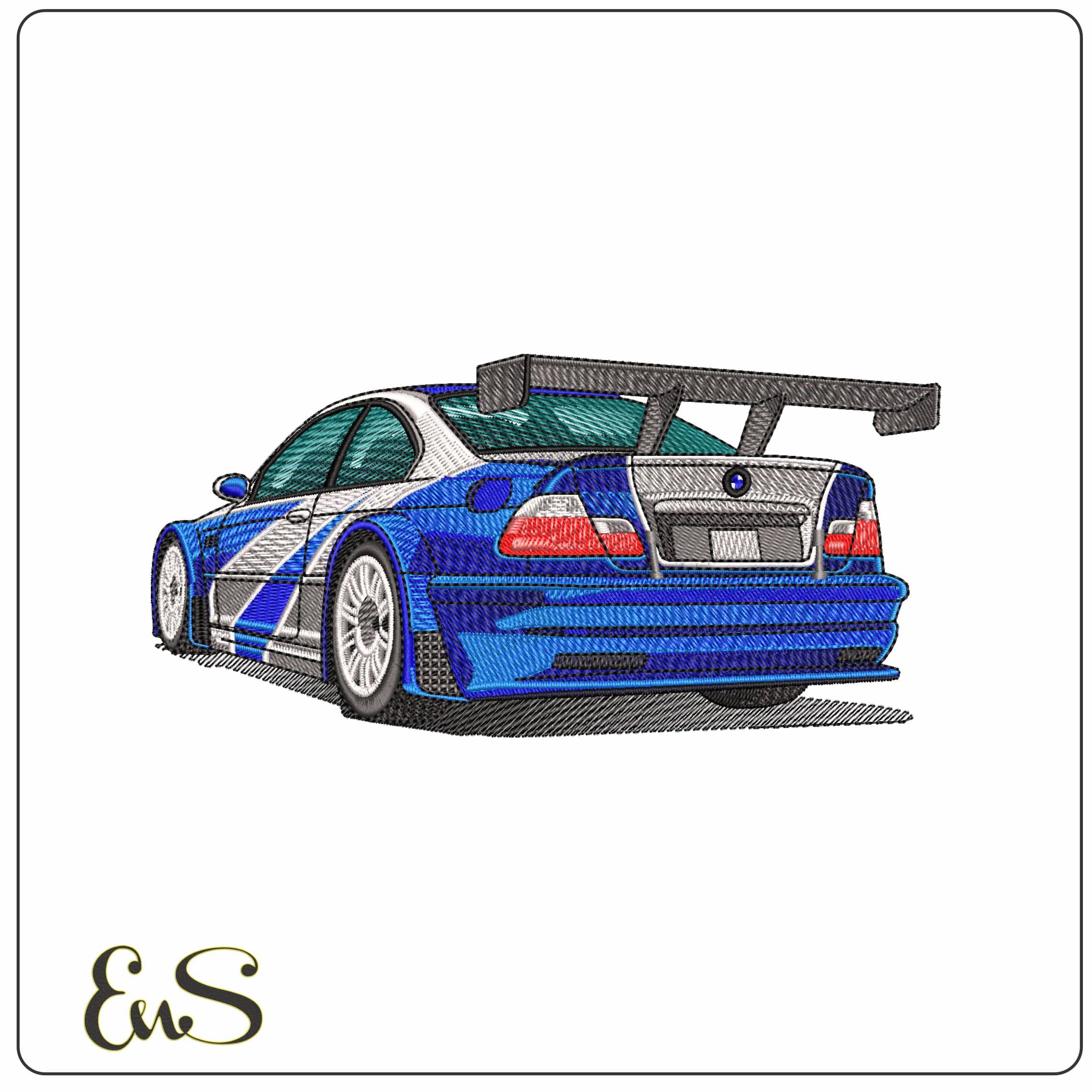 BMW M3 GTR rearside   - Elegant embroidery design file - instant download
