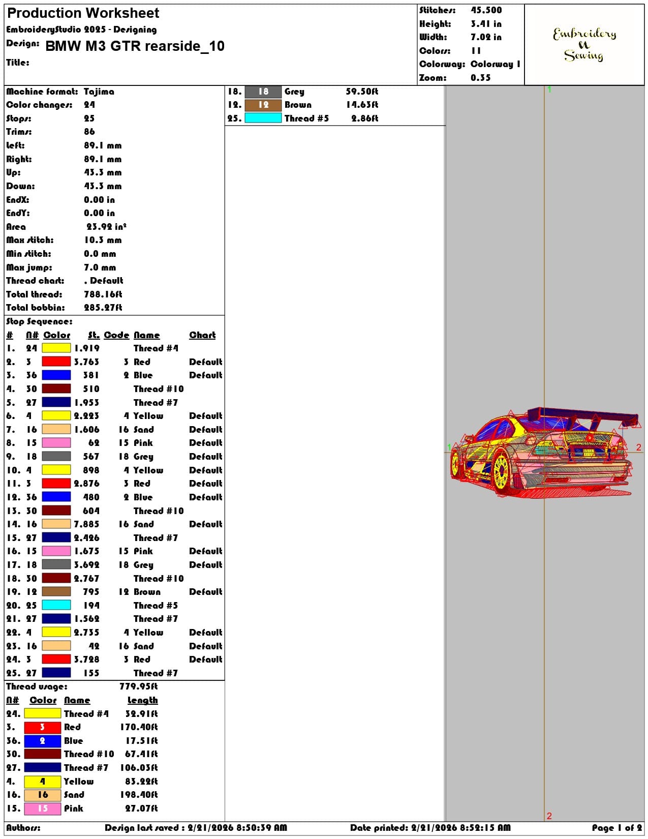 BMW M3 GTR rearside   - Elegant embroidery design file - instant download — view 3