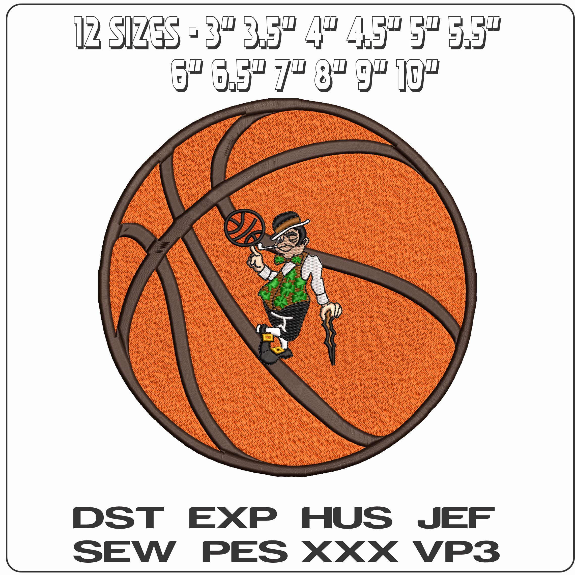 Boston Celtics Basketball NBA   - Elegant embroidery design file - instant download — view 2
