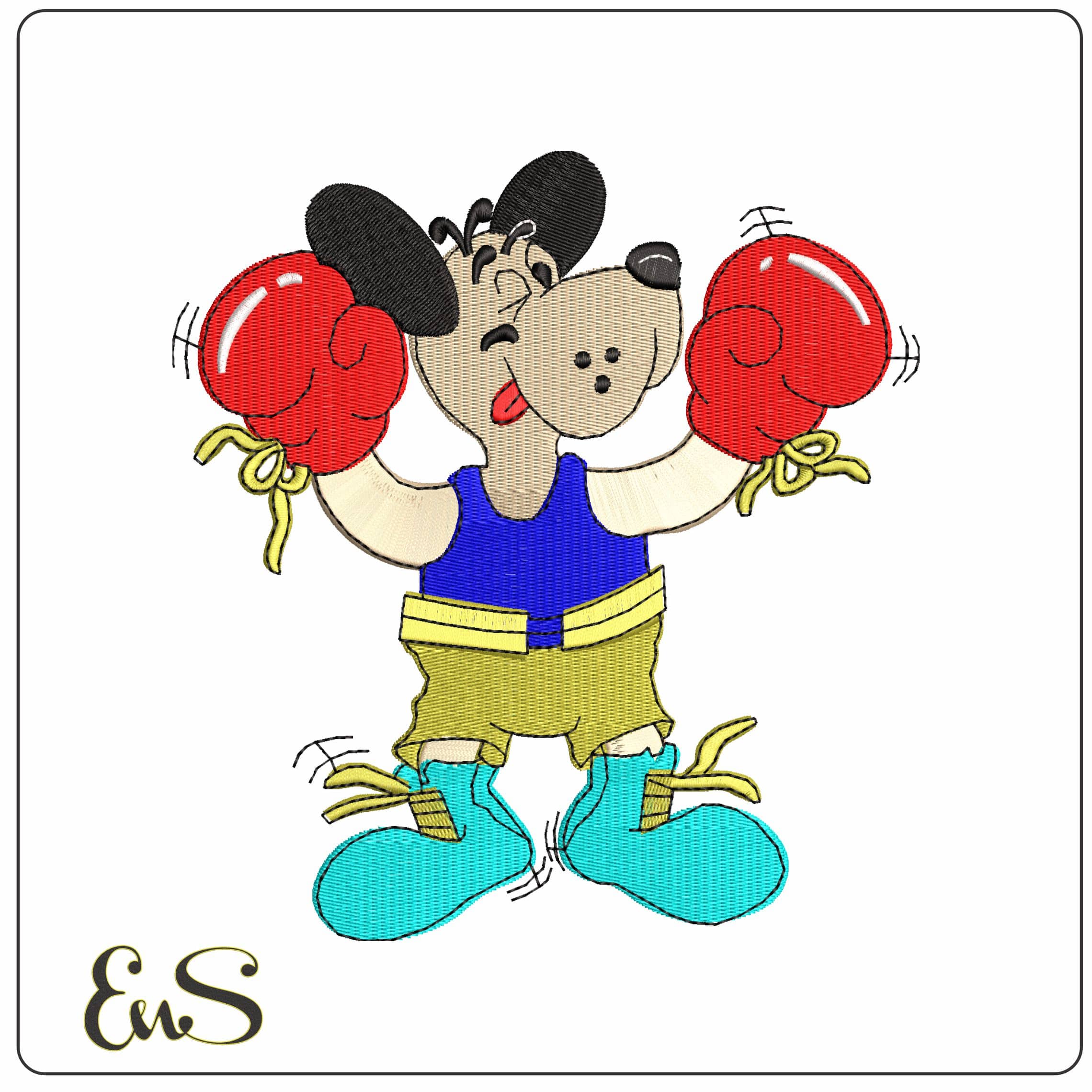 Boxer Boxing Dog   - Elegant embroidery design file - instant download