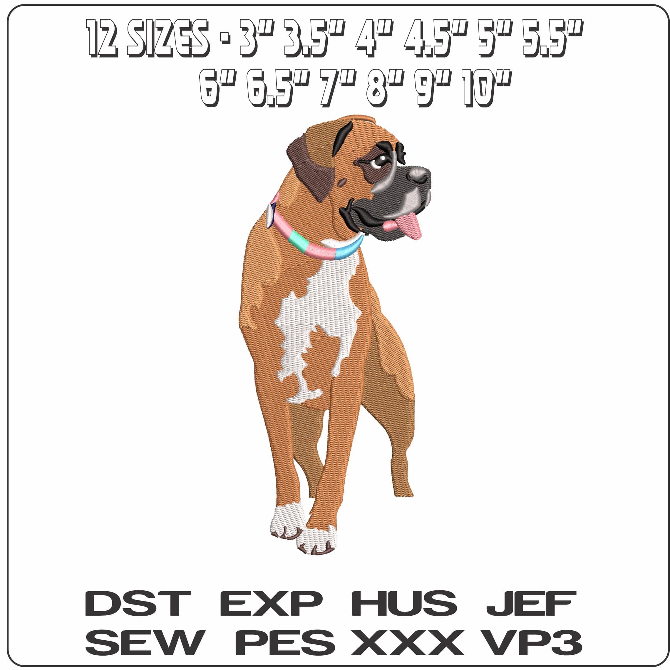 Boxer Dog Looking  - Elegant embroidery design file - instant download — view 2
