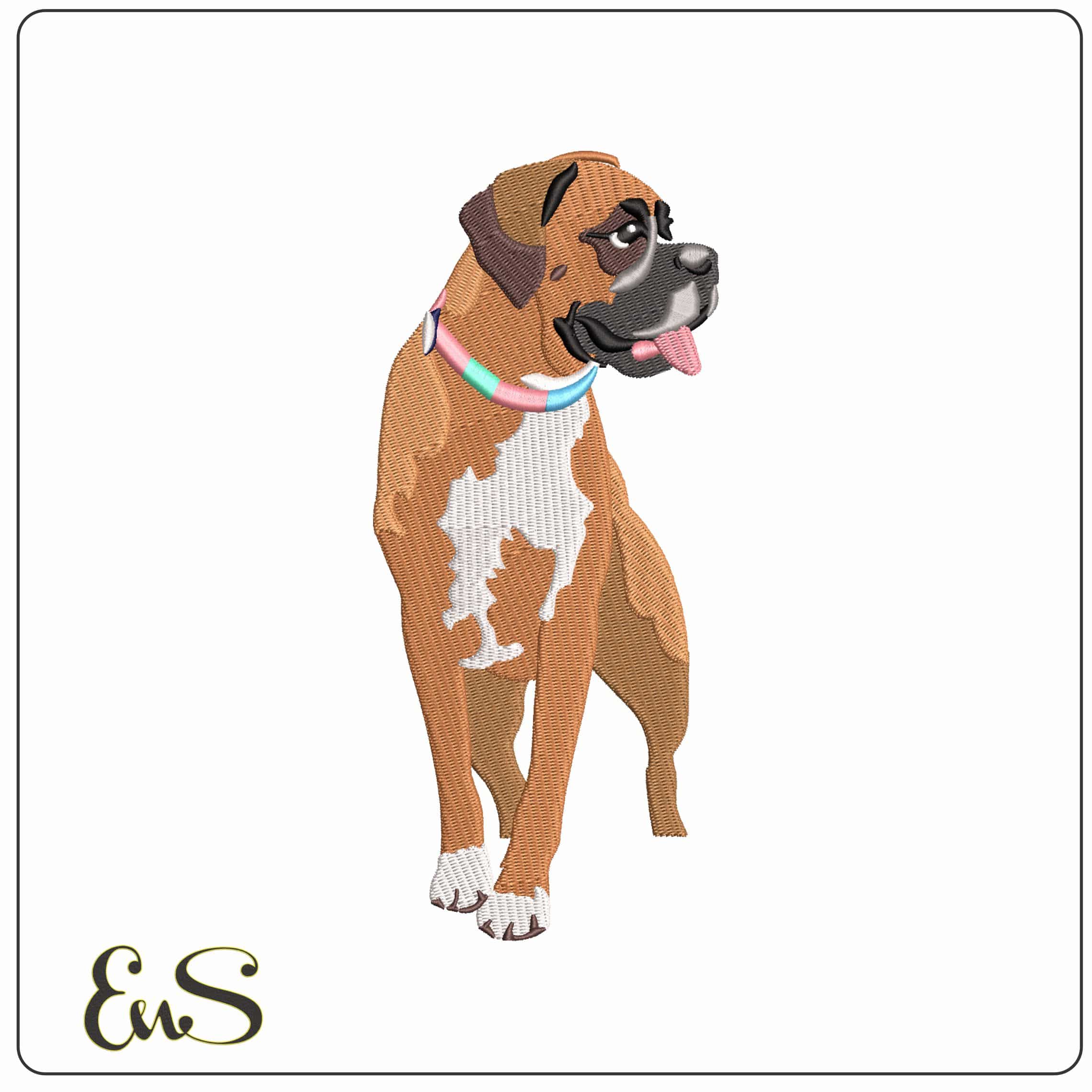 Boxer Dog Looking  - Elegant embroidery design file - instant download