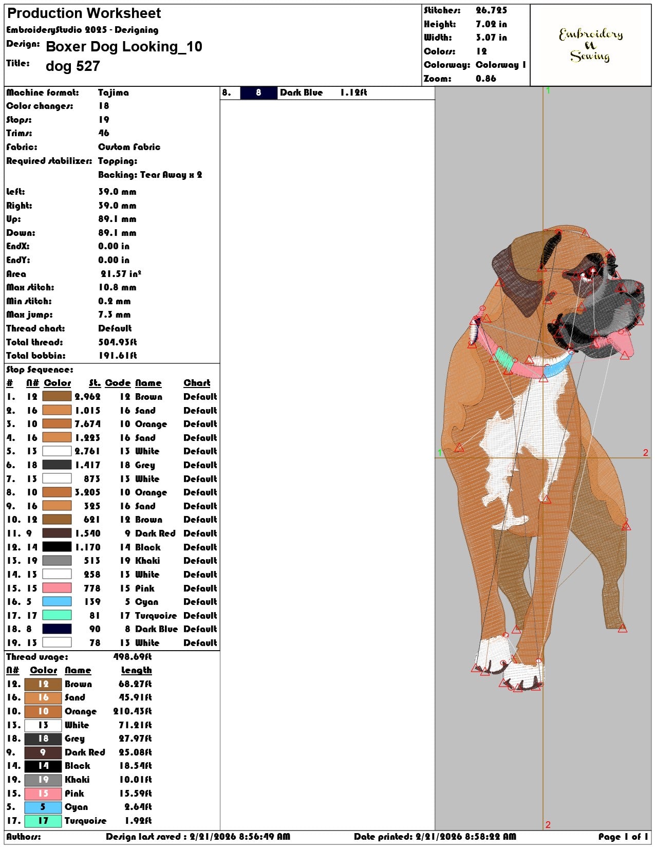 Boxer Dog Looking  - Elegant embroidery design file - instant download — view 3