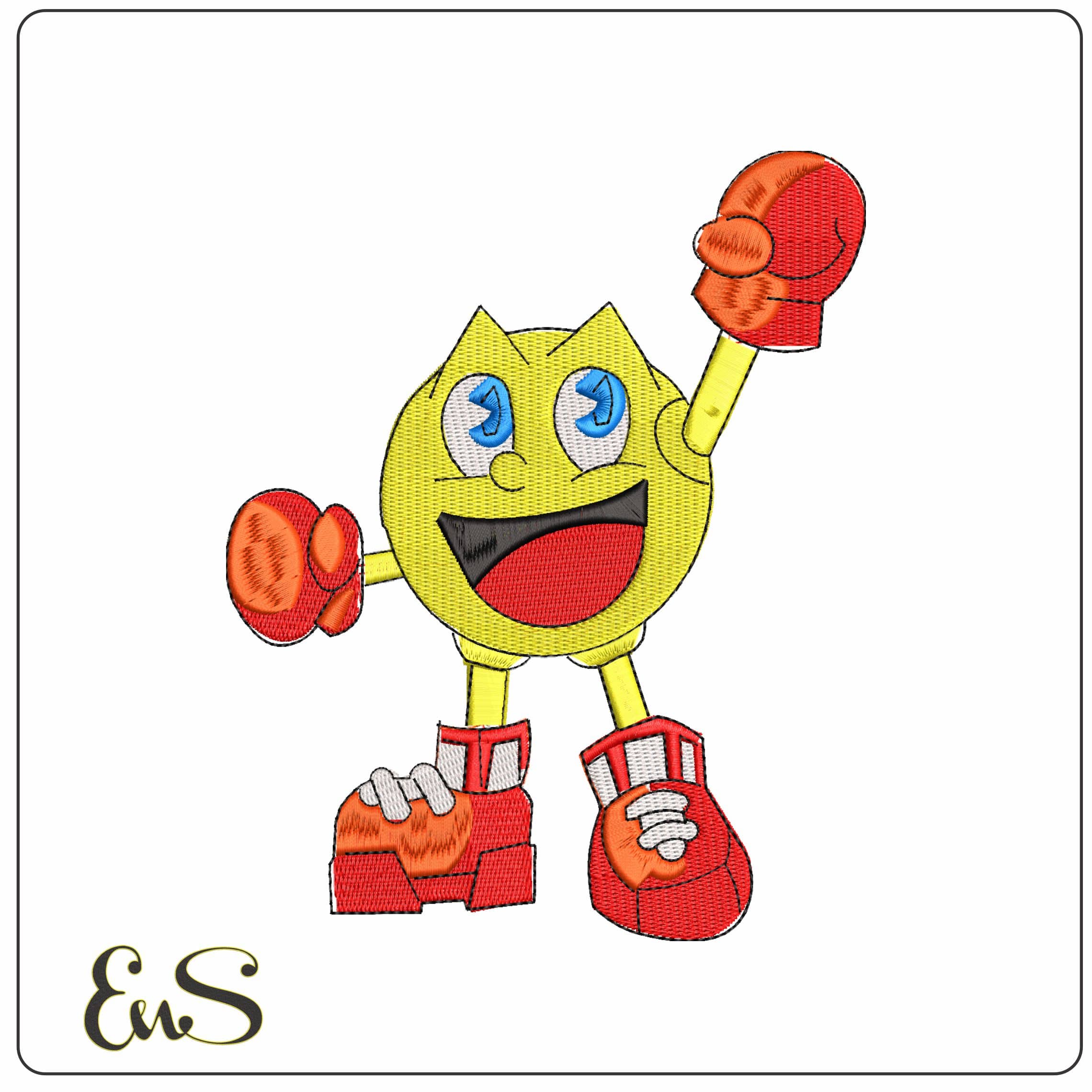 Boxing Pac Man  - Elegant embroidery design file - instant download