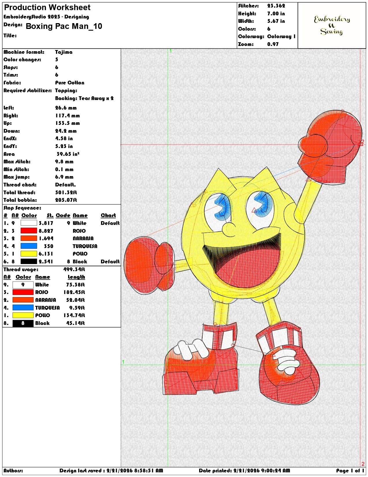 Boxing Pac Man  - Elegant embroidery design file - instant download — view 3