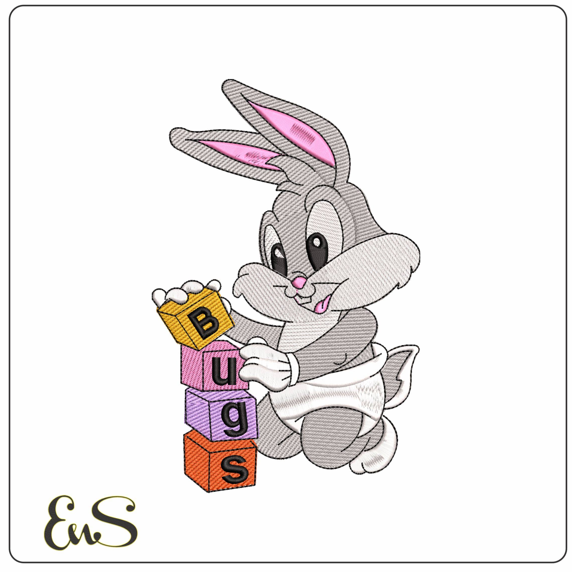 Bugs Bunny building Blocks Baby Looney Tunes   - Elegant embroidery design file - instant download