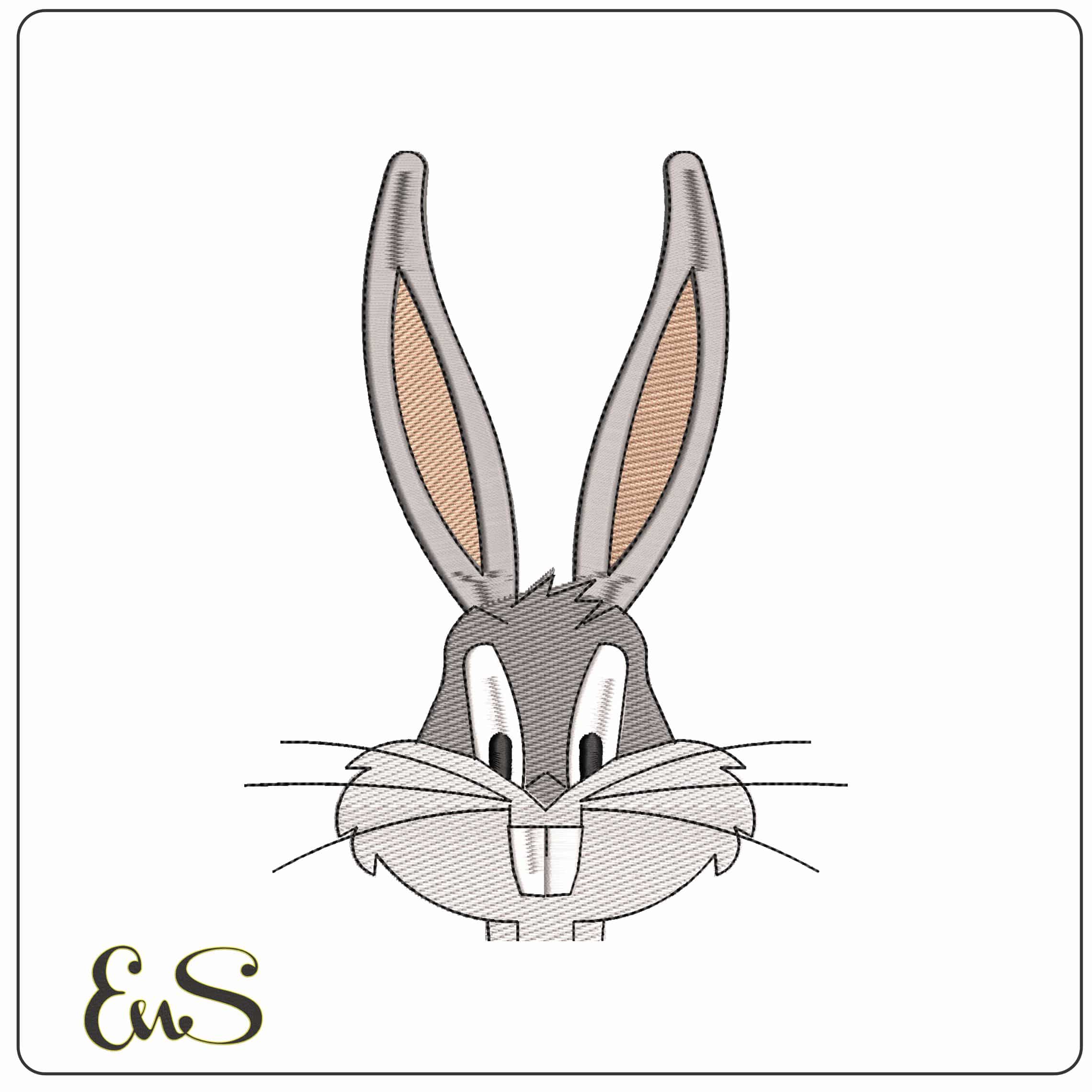 Bugs Bunny Head Looney Tunes   - Elegant embroidery design file - instant download