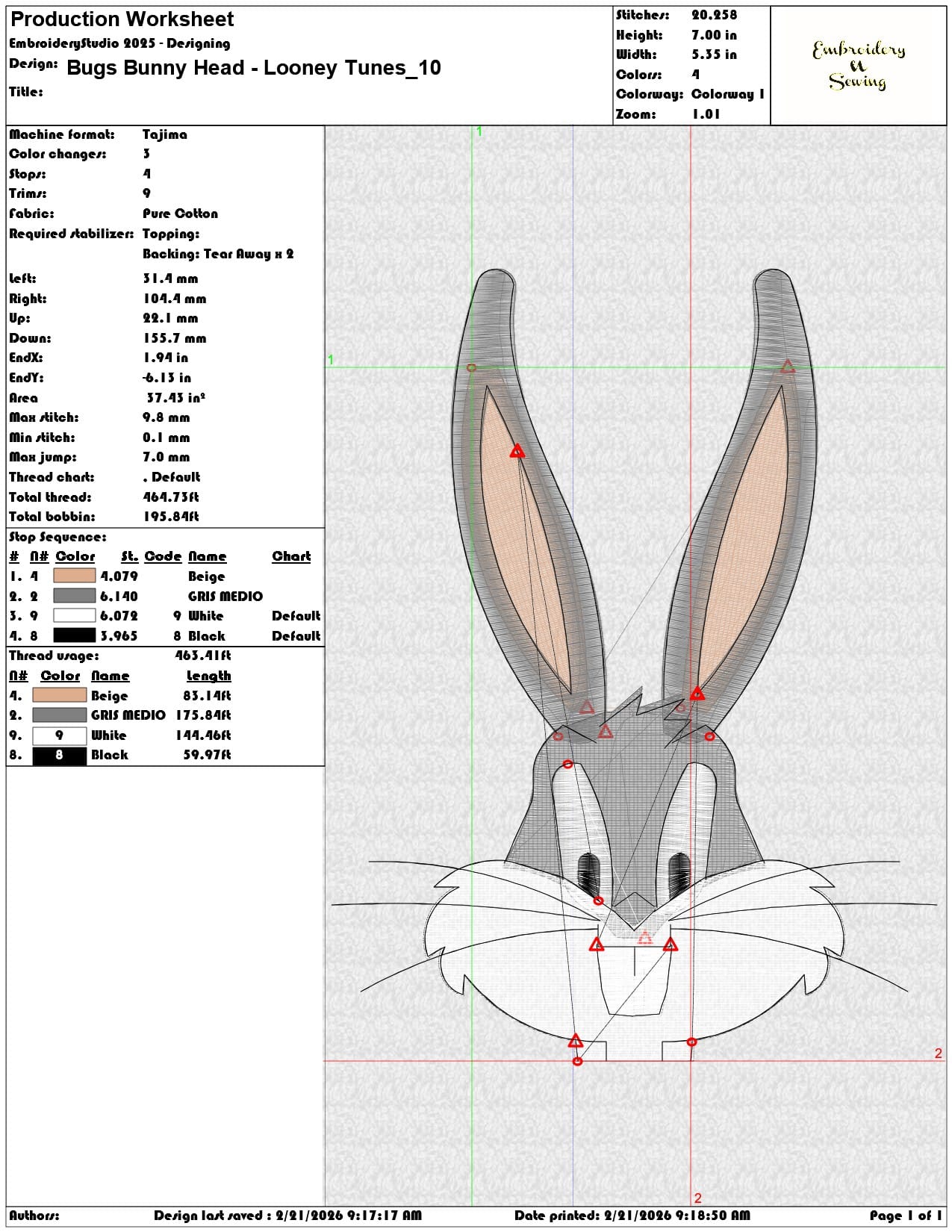Bugs Bunny Head Looney Tunes   - Elegant embroidery design file - instant download — view 3