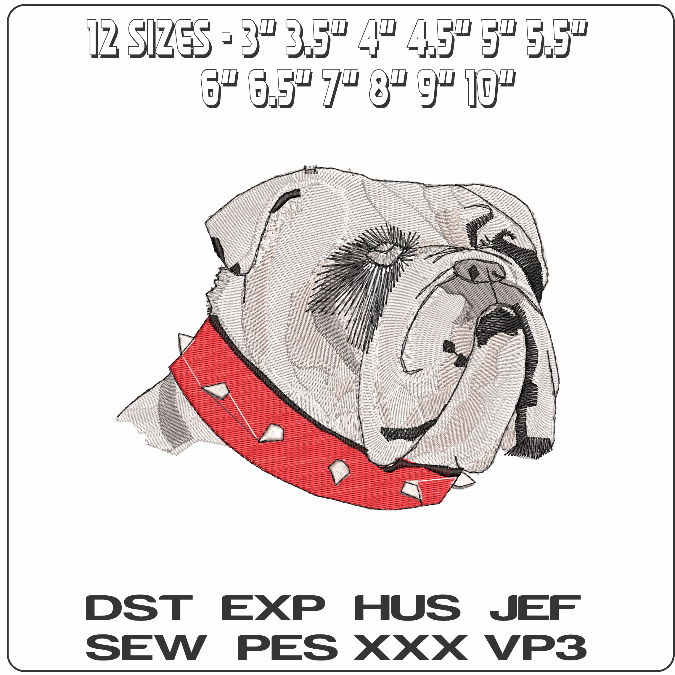 Bulldog Face   - Elegant embroidery design file - instant download — view 2