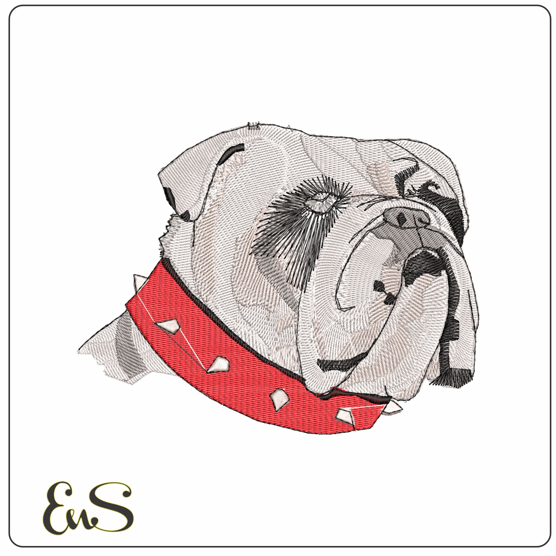 Bulldog Face   - Elegant embroidery design file - instant download