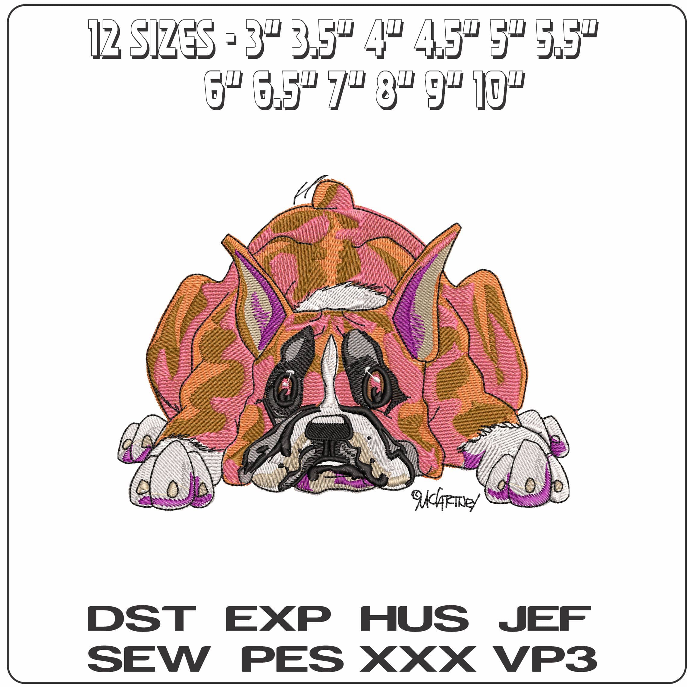 Bulldog laying down   - Elegant embroidery design file - instant download — view 2