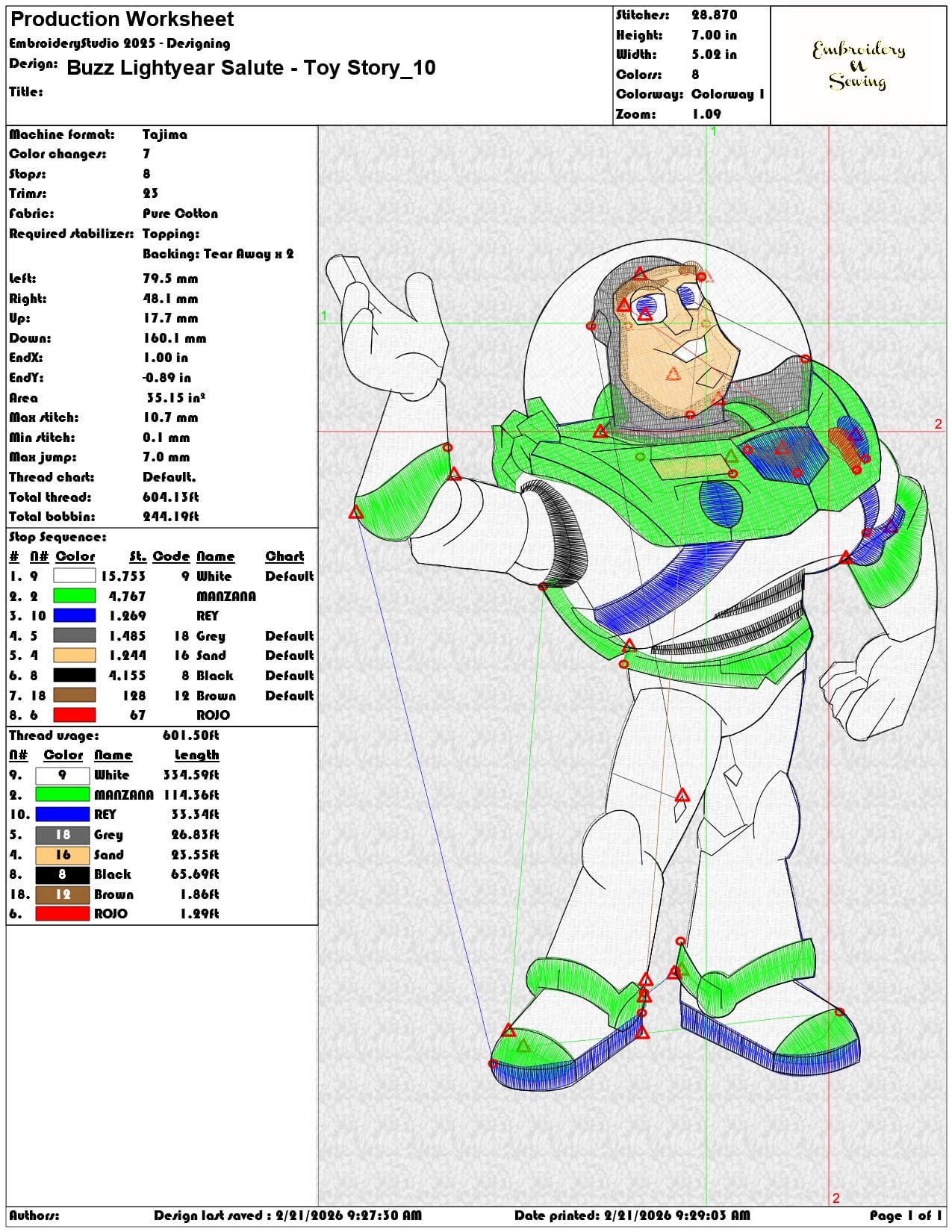 Buzz Lightyear Salute Toy Story   - Elegant embroidery design file - instant download — view 3