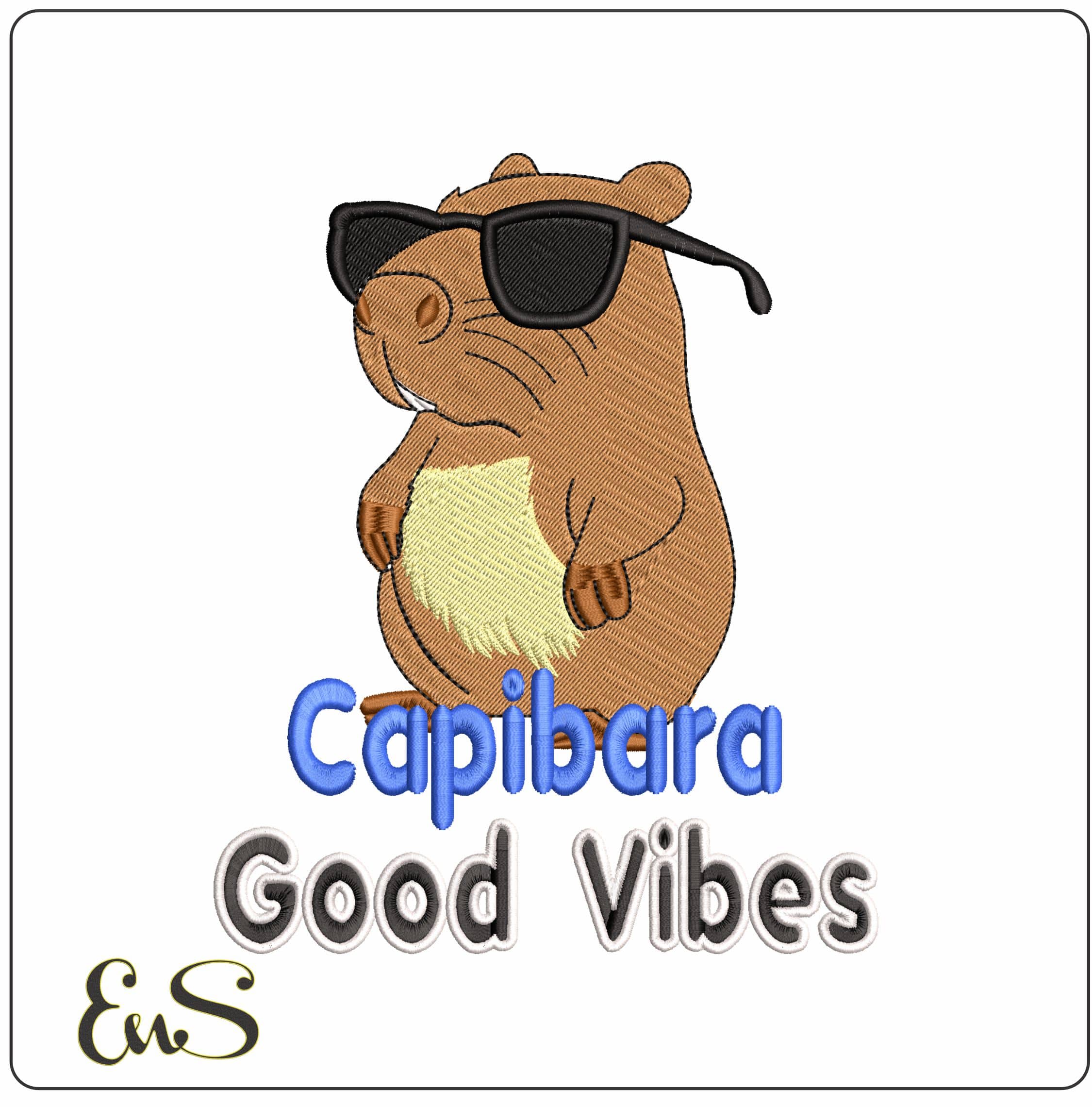 Capibaras Good Vibes   - Elegant embroidery design file - instant download