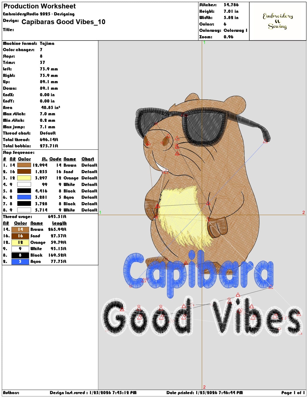 Capibaras Good Vibes   - Elegant embroidery design file - instant download — view 3