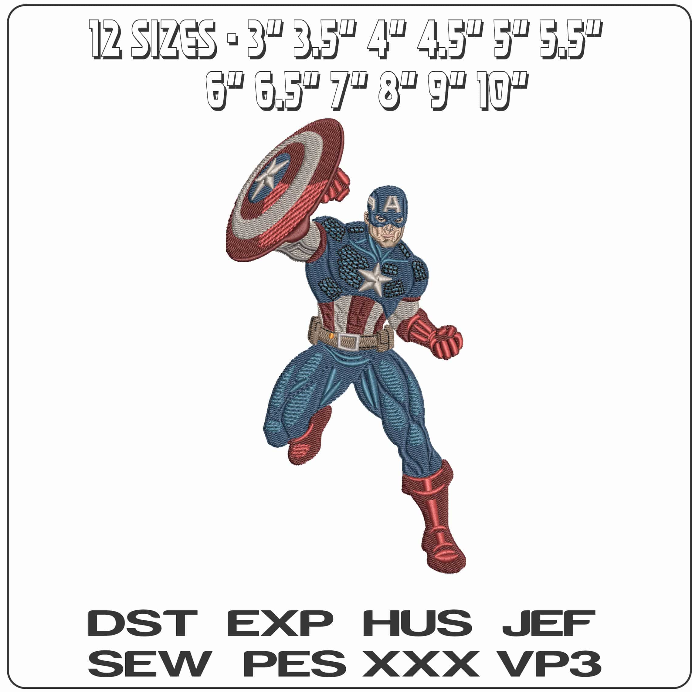Captain America in Battle Marvel Comics   - Elegant embroidery design file - instant download — view 2
