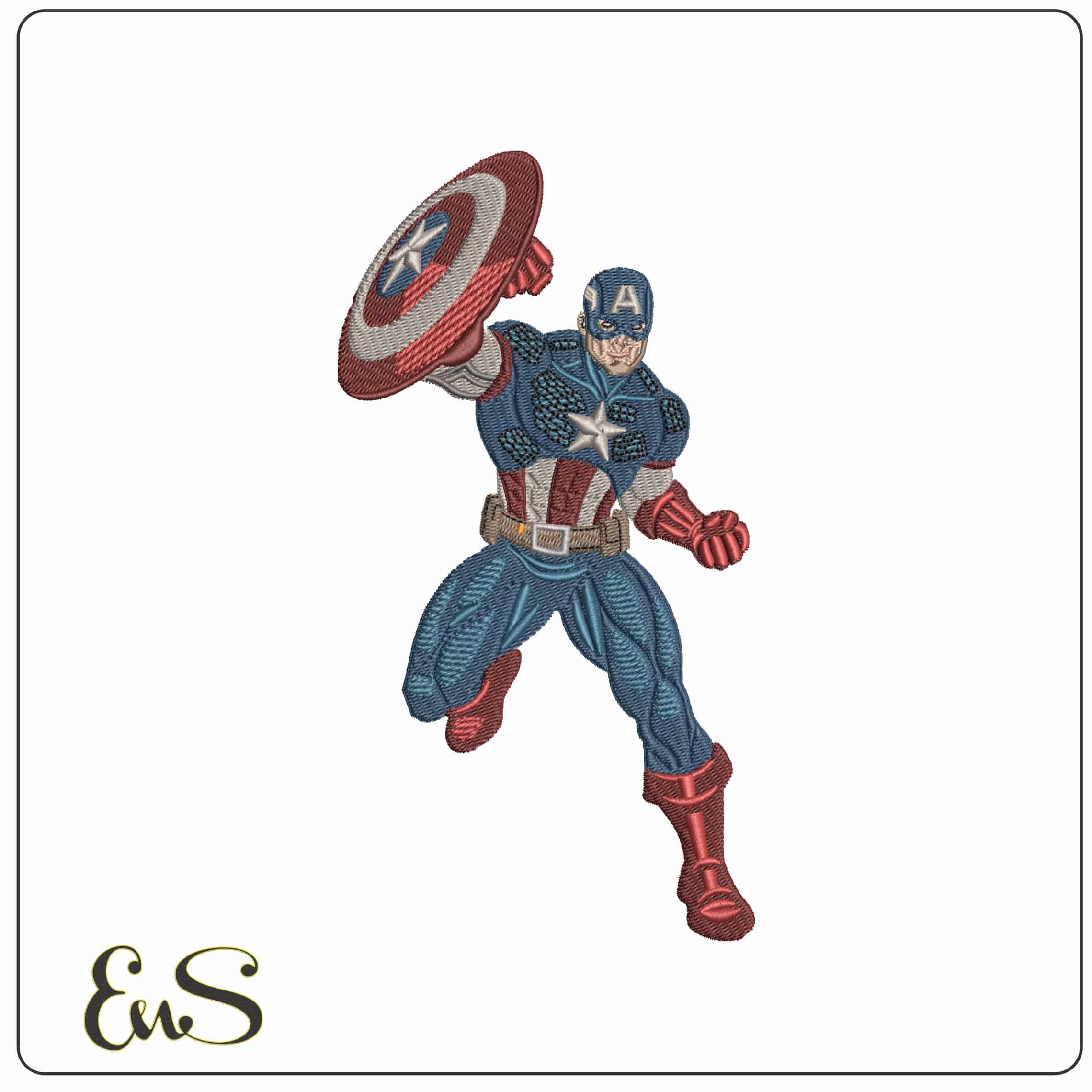 Captain America in Battle Marvel Comics - Elegant embroidery design file - instant download