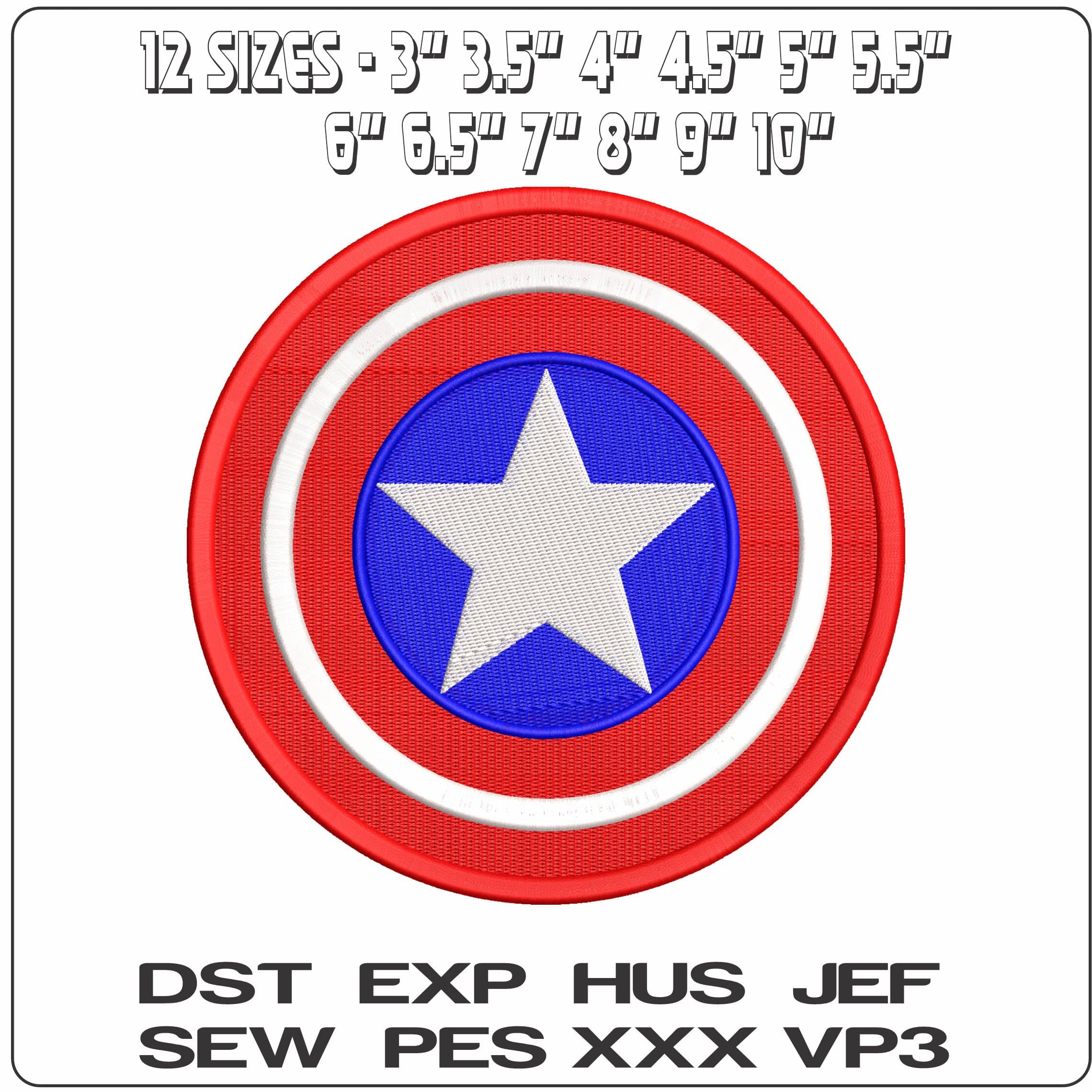 Captain America Shield Marvel Comic   - Elegant embroidery design file - instant download — view 2