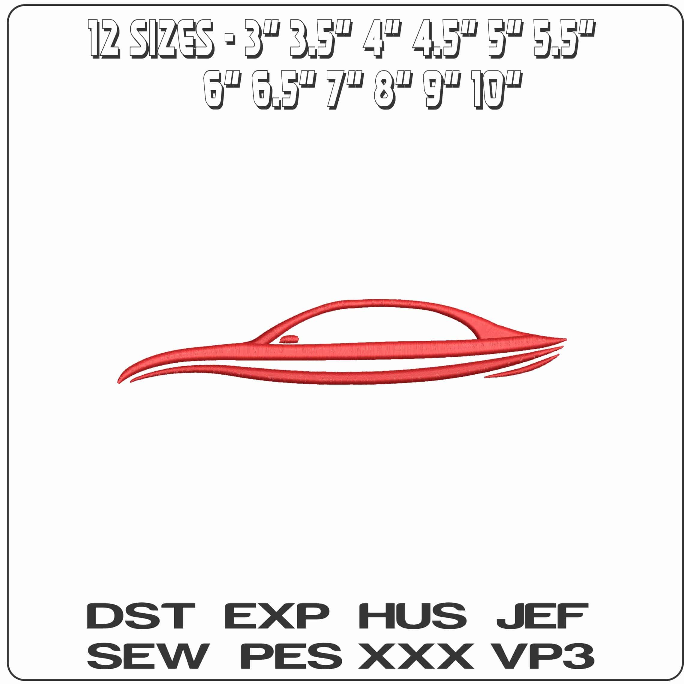 Car outline   - Elegant embroidery design file - instant download — view 2